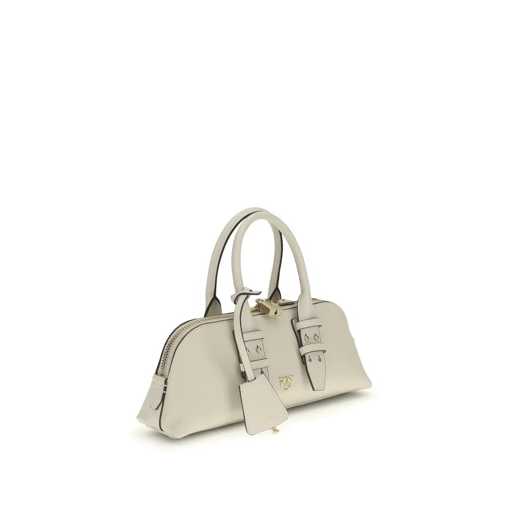 PINKO White Calf Leather Bos Taurus Handbag