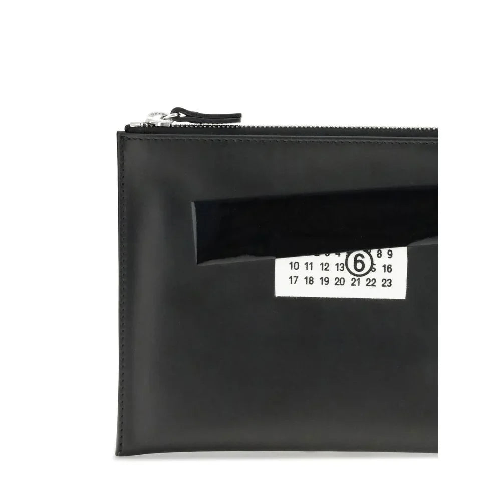 MM6 Black Calf Leather Bos Taurus Clutch Bag