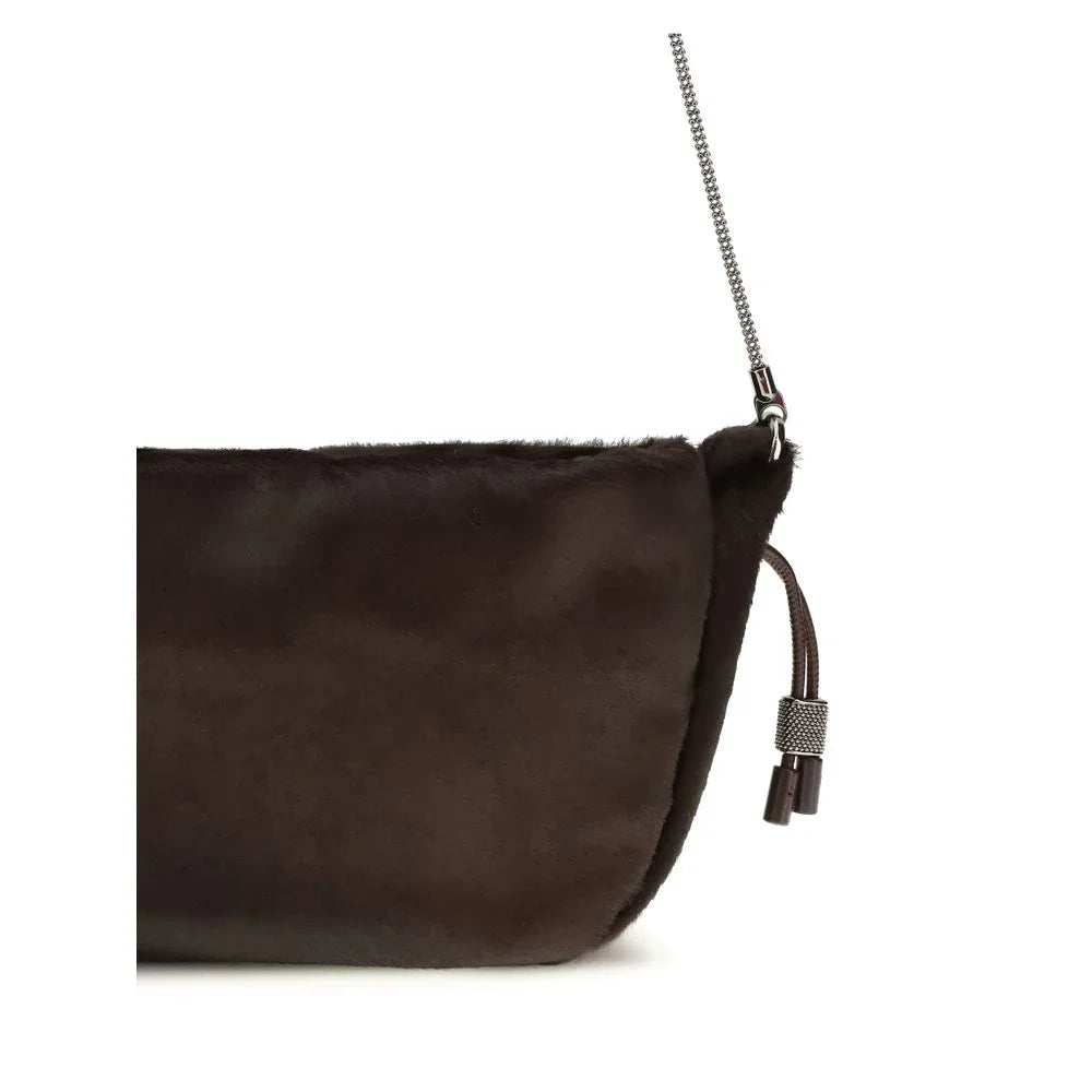 Brunello Cucinelli Brown Fur Shoulder Bag