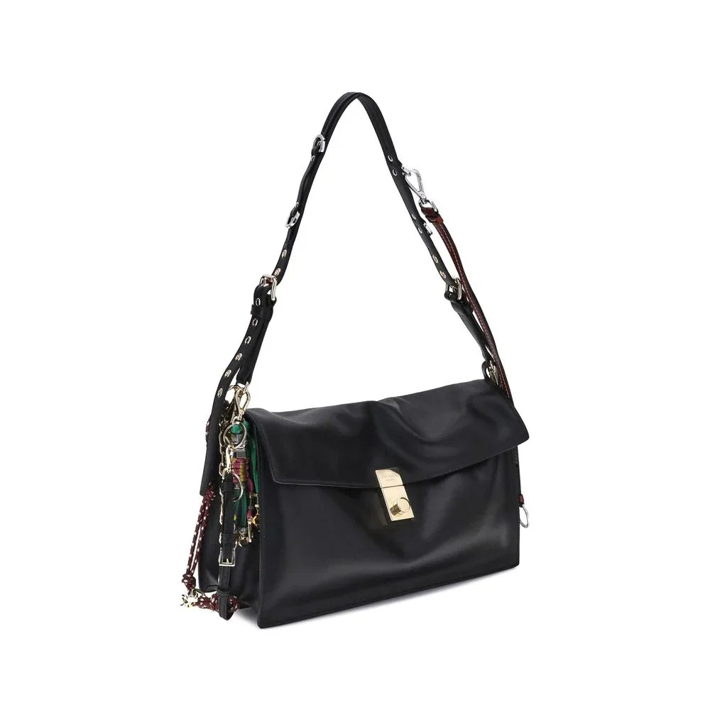 Prada Black Calf Leather Bos Taurus Shoulder Bag
