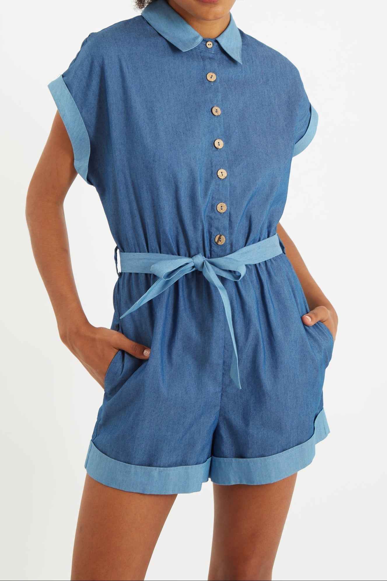 Addie Double Denim Playsuit