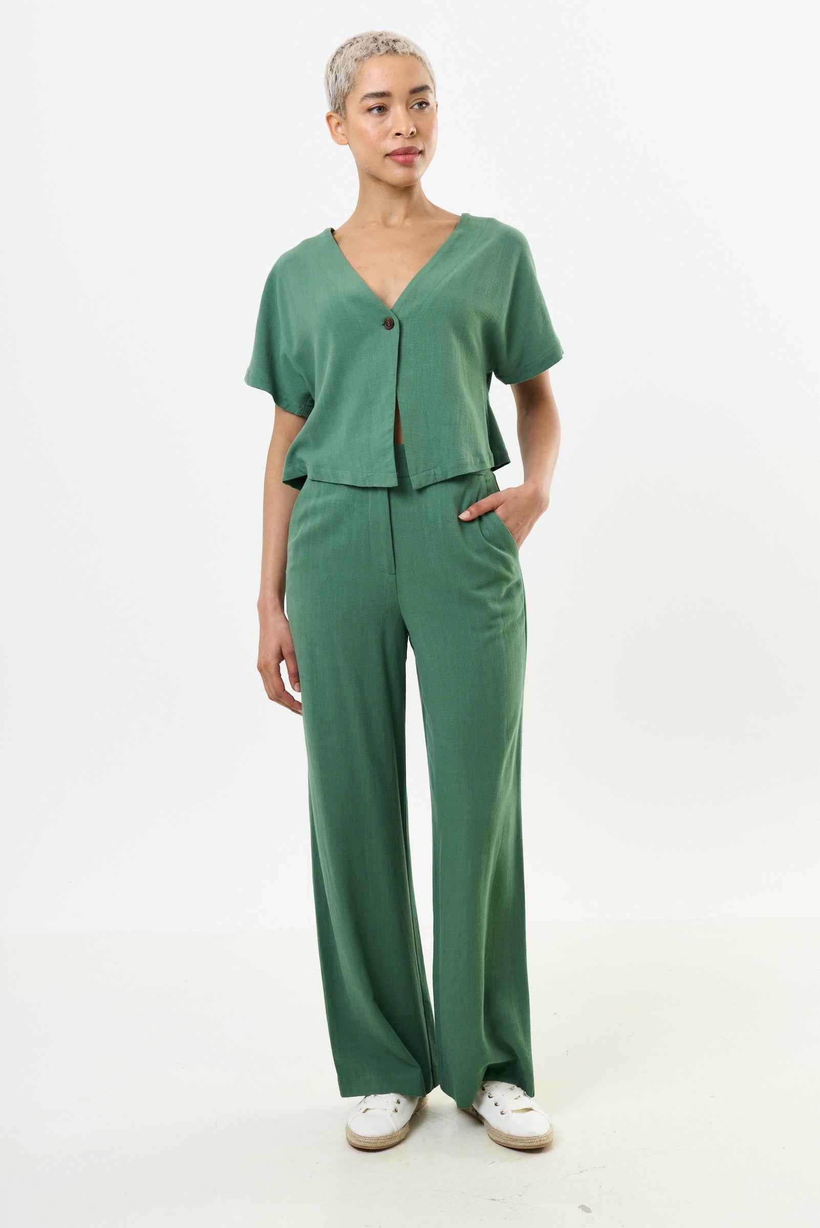 Hilton Linen Mix Shorts - Green
