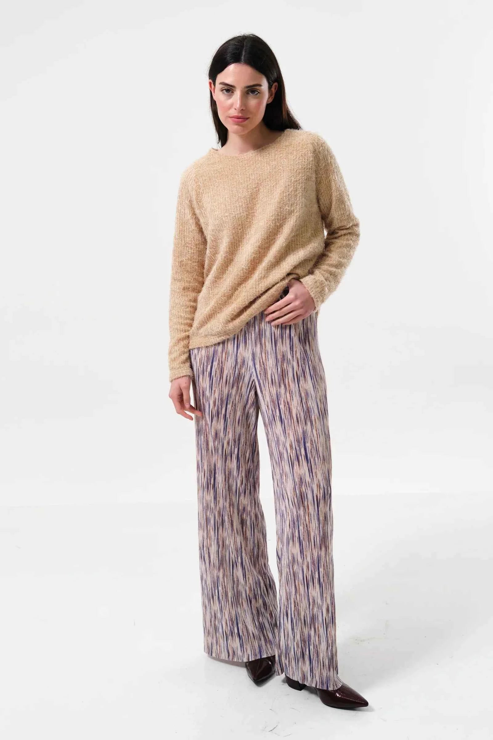 Clothide Line Print Pleat Trousers