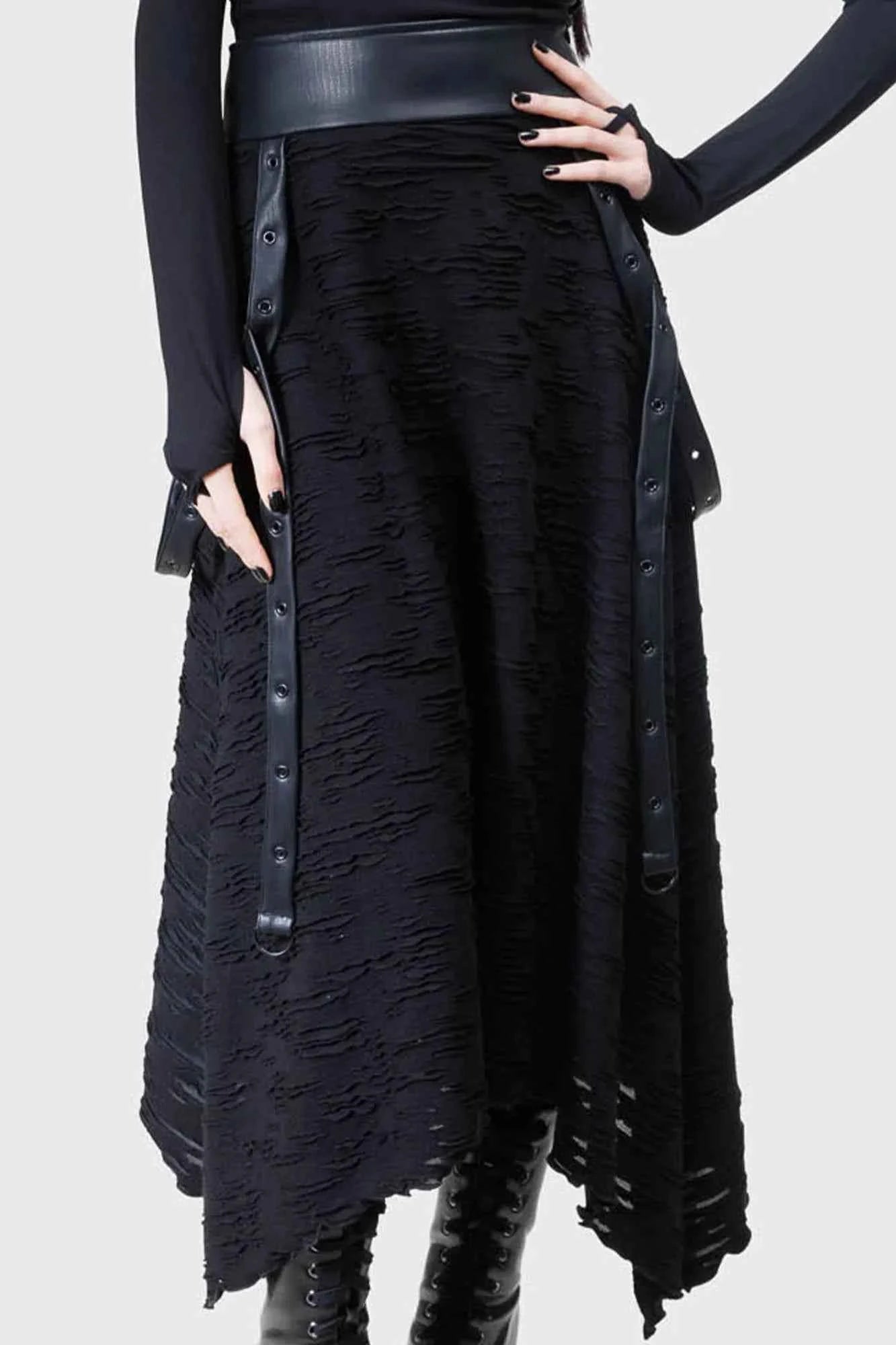 Killstar Gloomara Textured Jersey Skirt