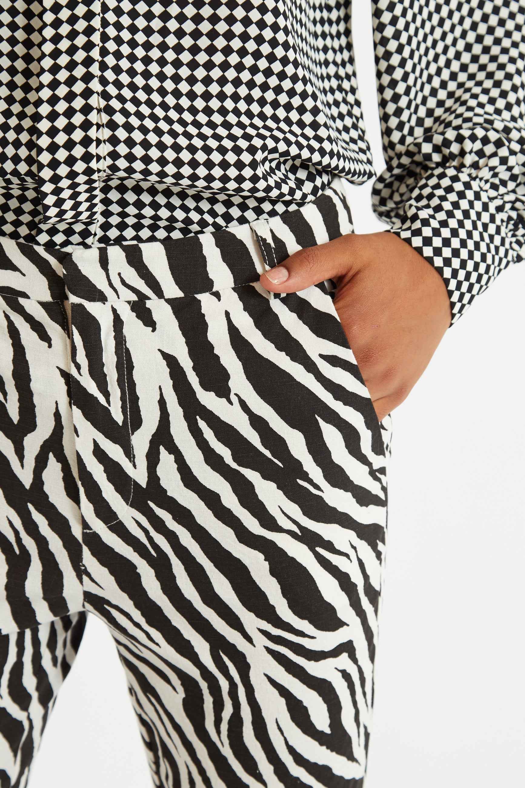 Louche Janelyn Zebra Flared Slim Fit Trouser