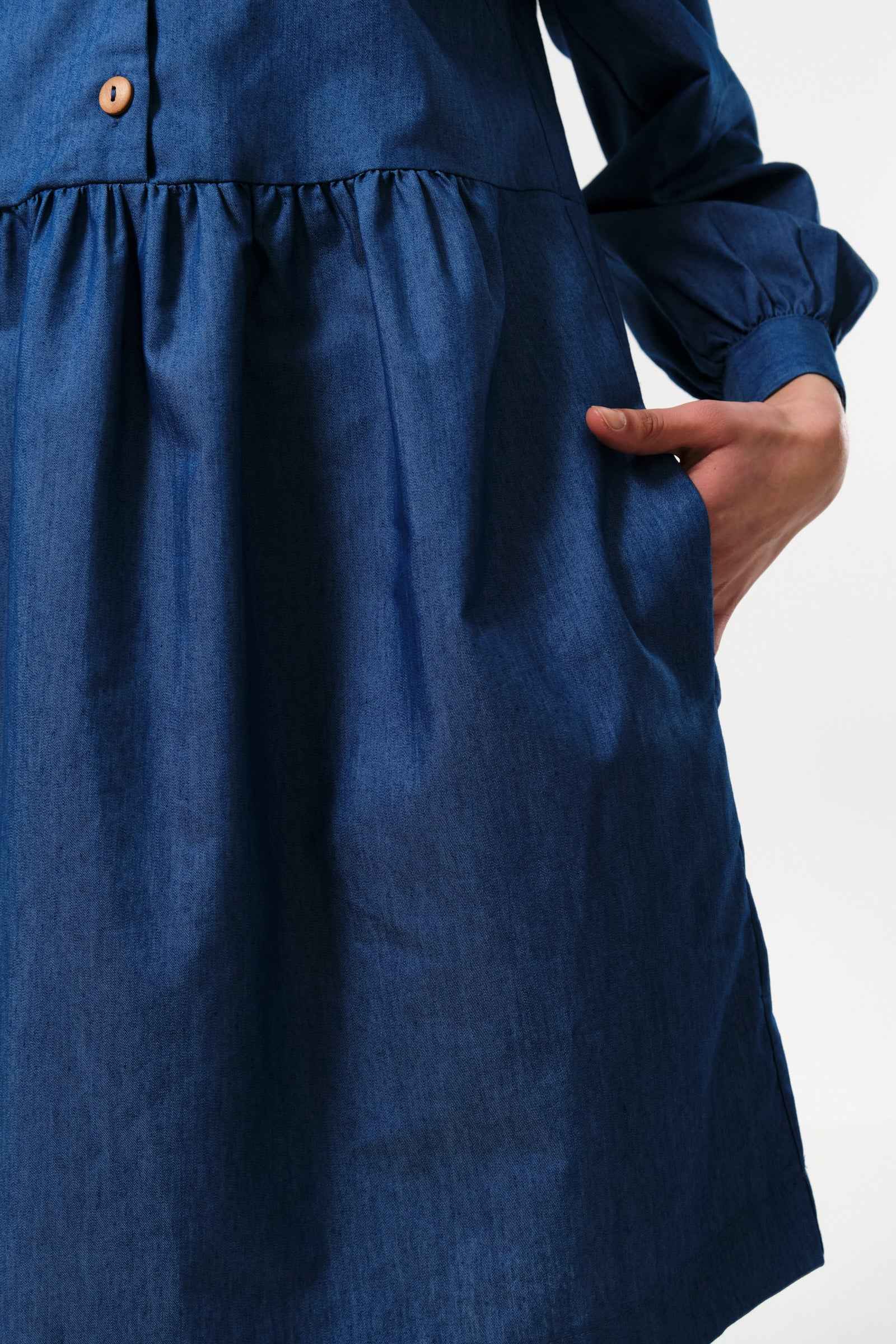 Melly Chambray Throw On Mini Dress