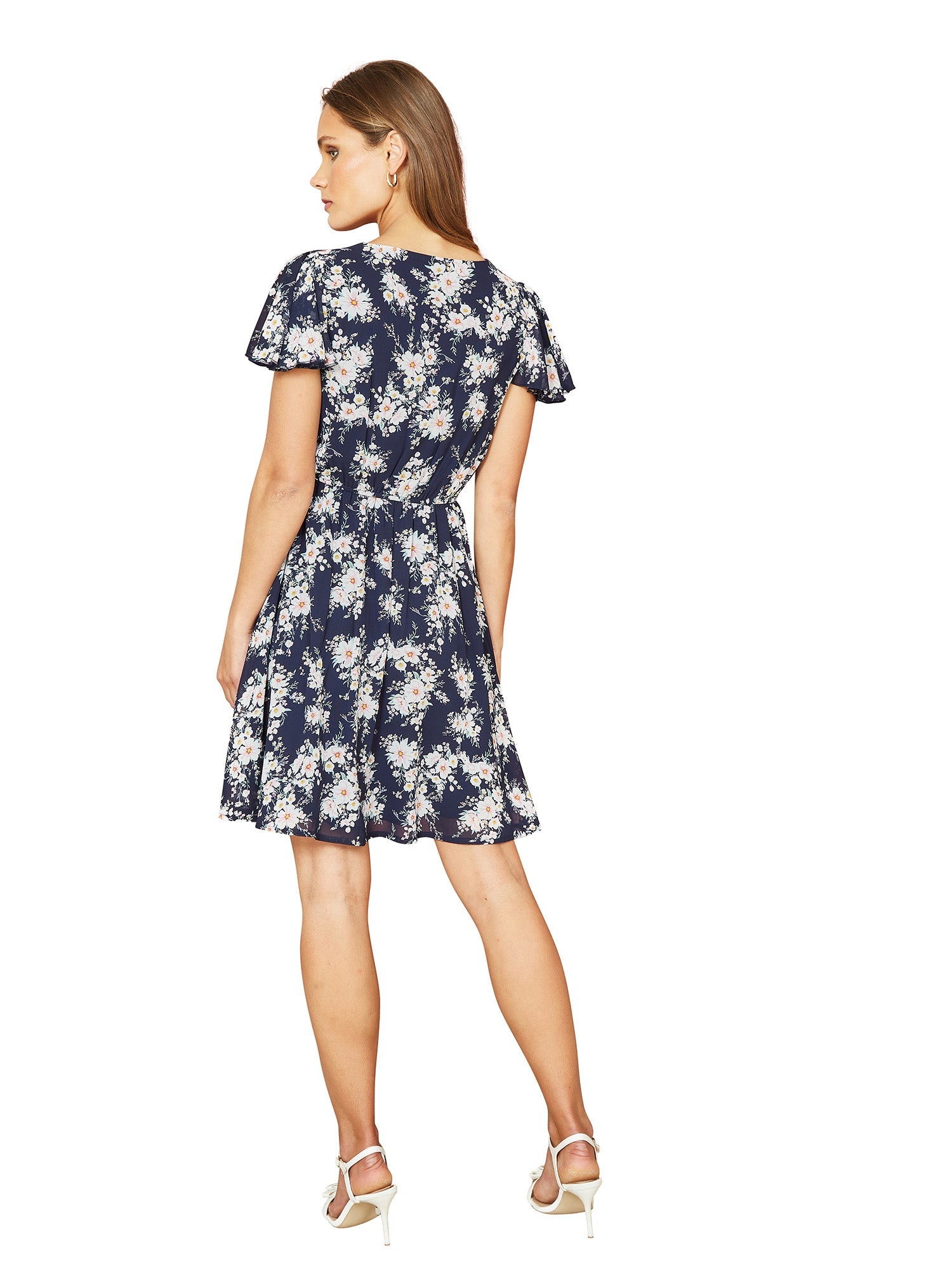 Mela Navy Floral Blossom Print Skater Dress