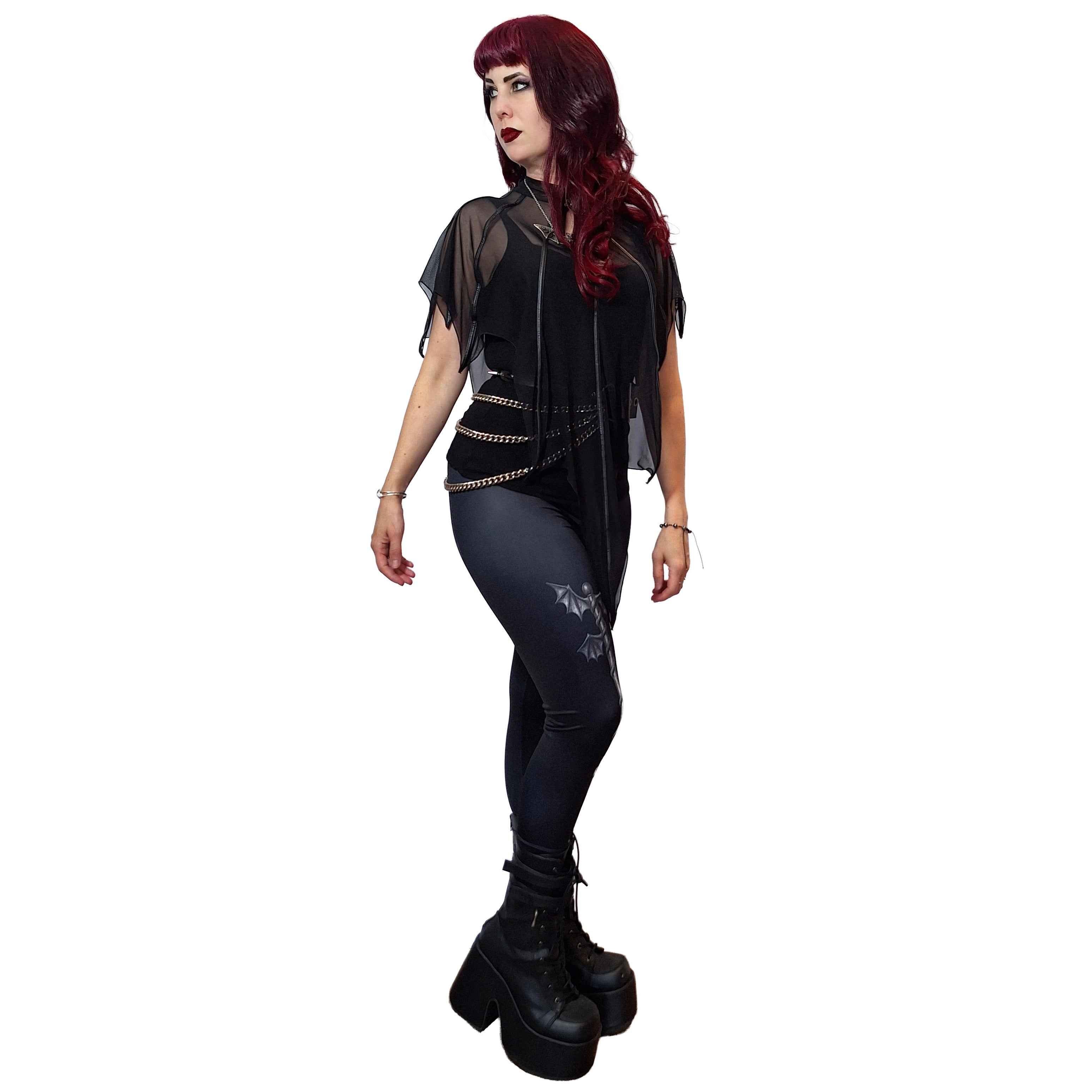 Necessary Evil Leutogi Mesh Bat Wing Effect Poncho Top