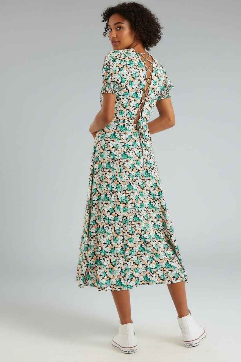 Romola Liseron Laced Back Midi Dress