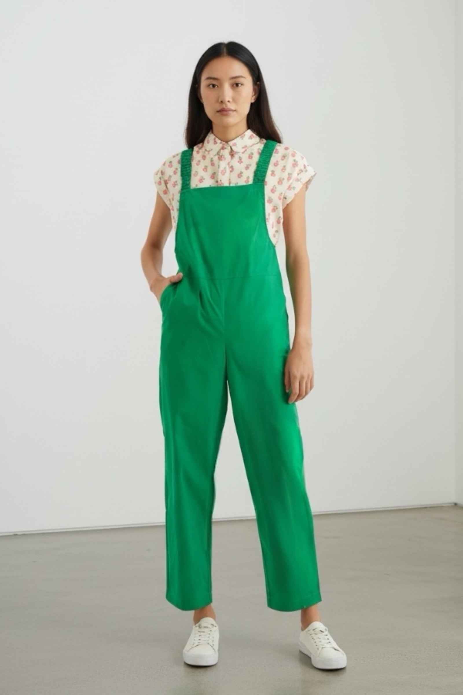 Tippie Green Cotton Dungarees