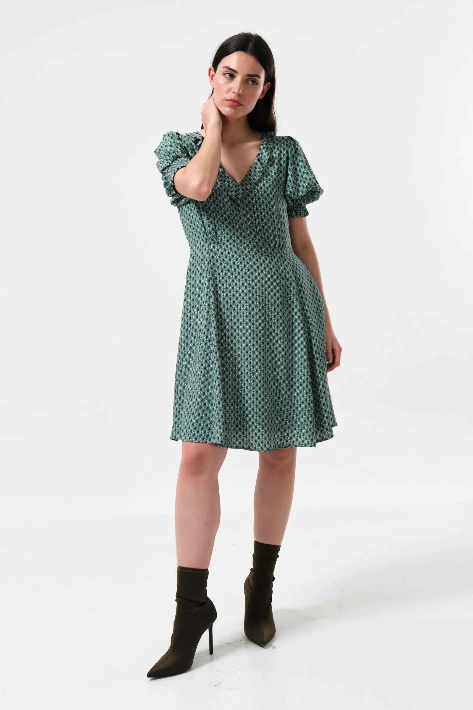 Solyne Flower Tile Print Mini Dress