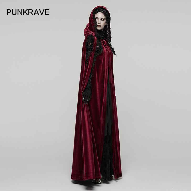Punk Rave Seraphiel Gothic Velvet Cloak – Blood Red