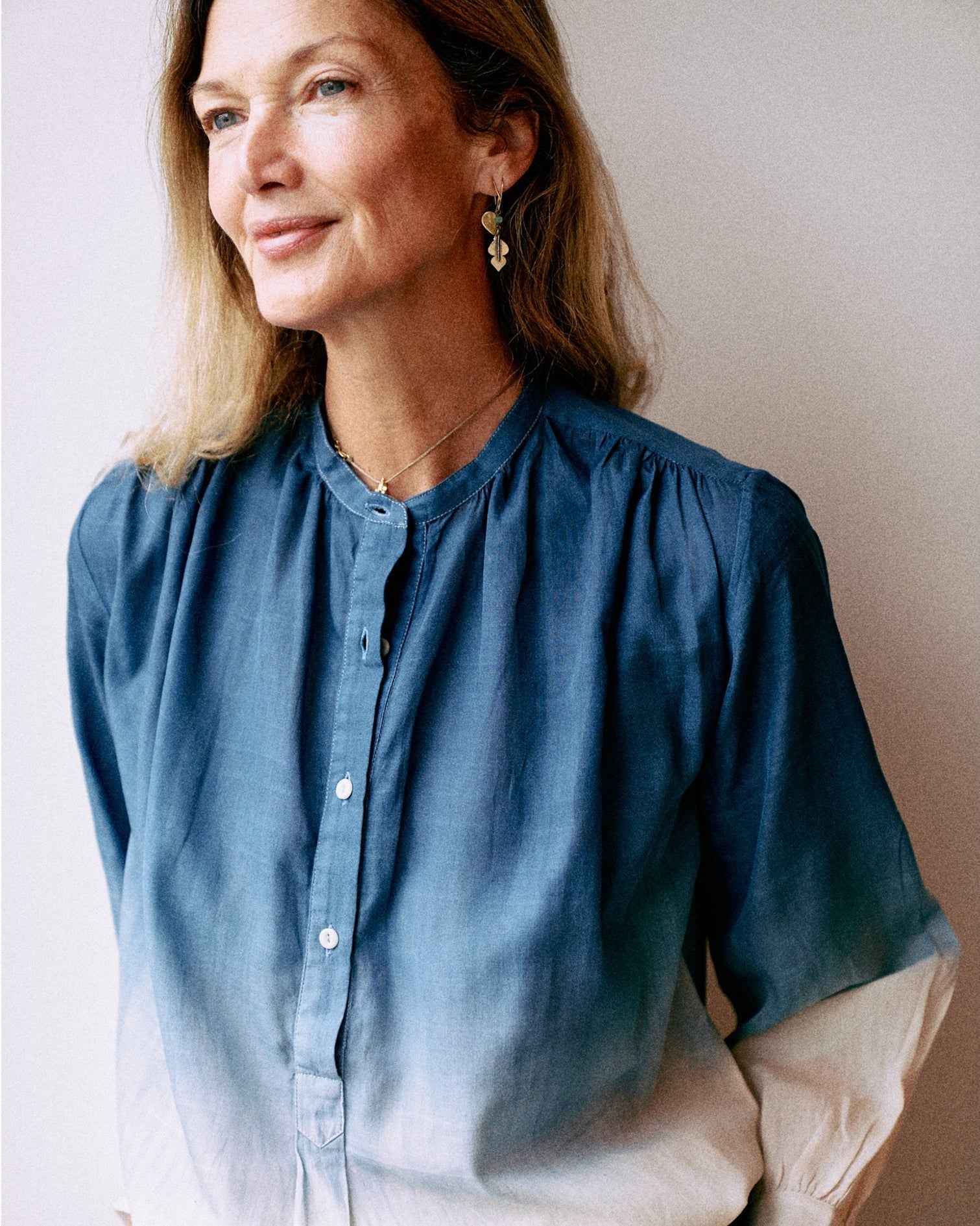 wren blouse | indigo/ecru dip dye | now £75 in the sale