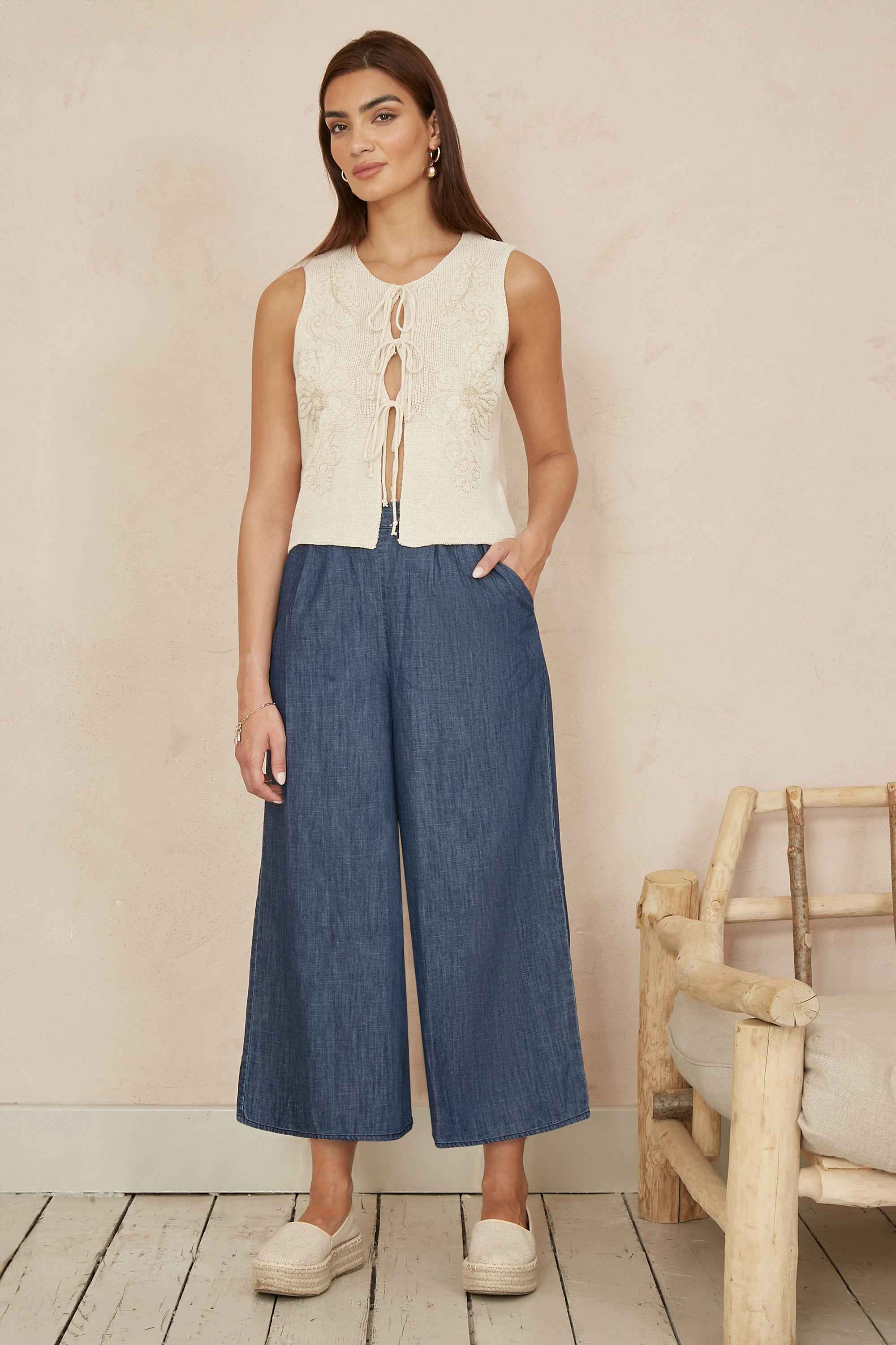 Yumi Blue Chambray Denim Culottes
