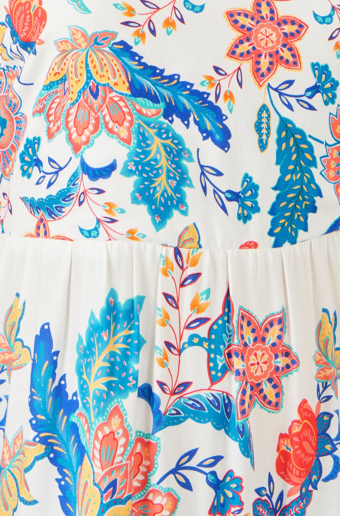 Yumi Blue Boho Block Print Tiered Maxi Dress