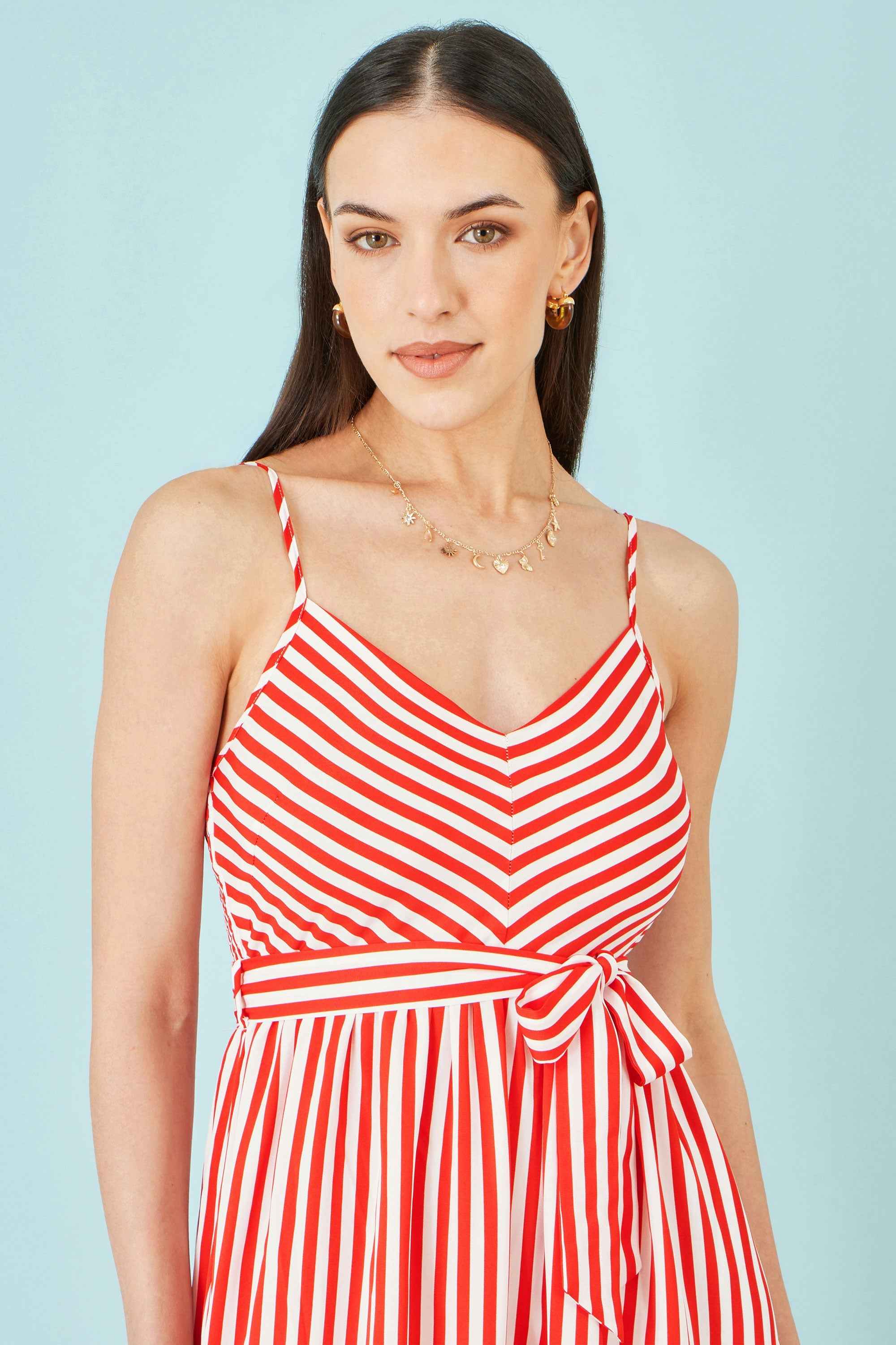 Yumi Red Stripe Midi Sun Dress