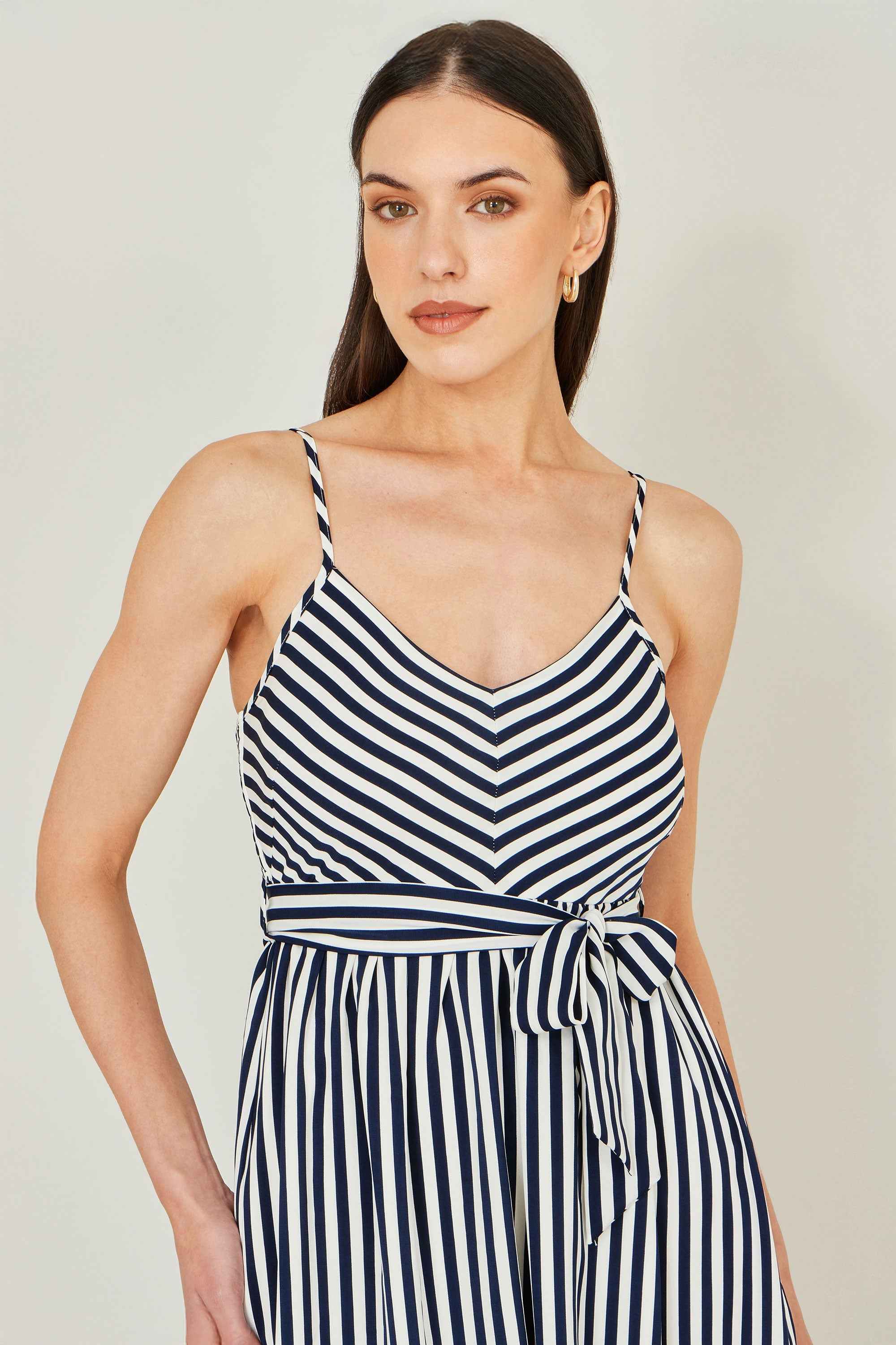 Yumi Navy Stripe Midi Sun Dress