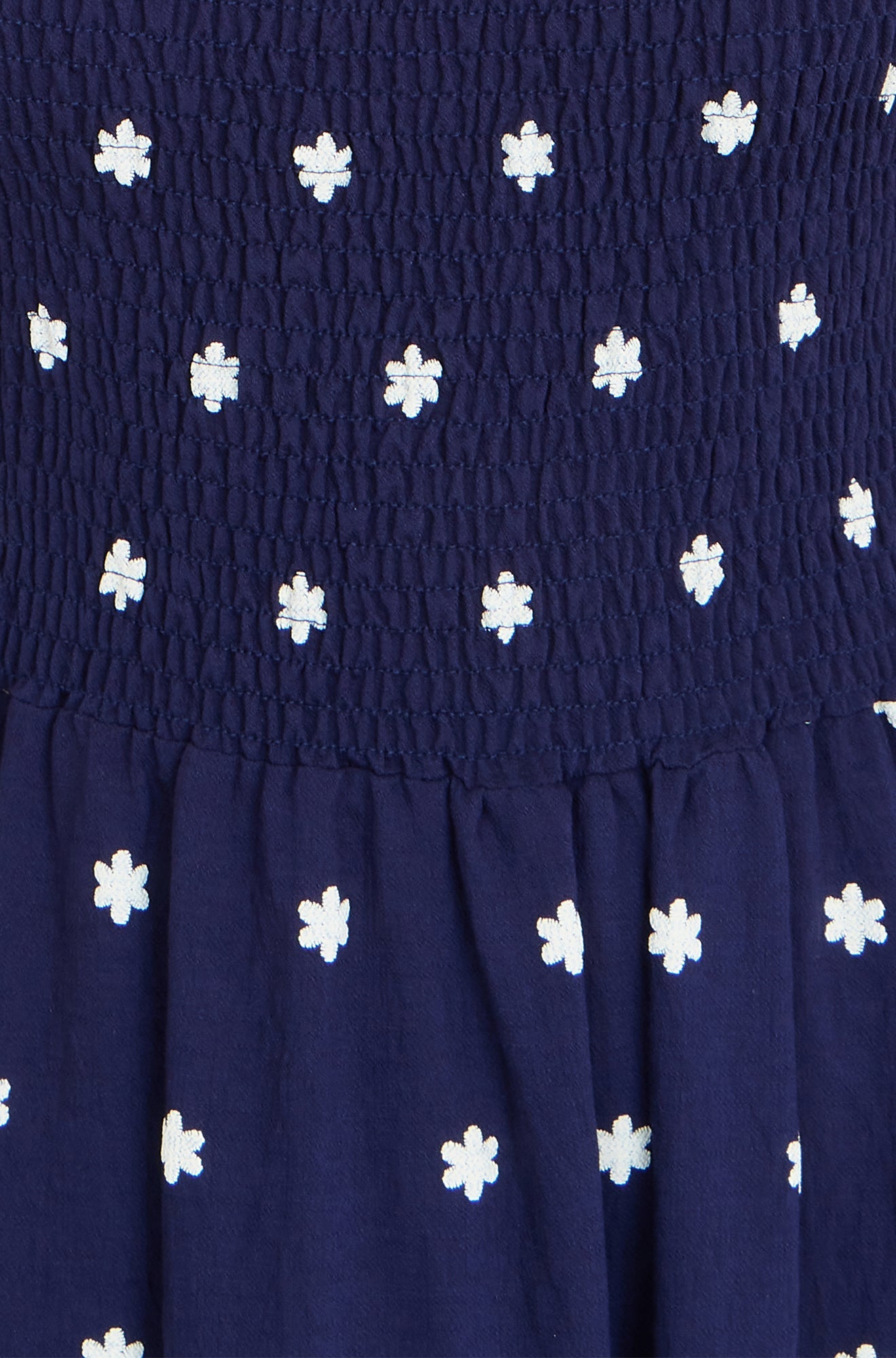 Yumi Navy Border Hemline Smocked Maxi Dress