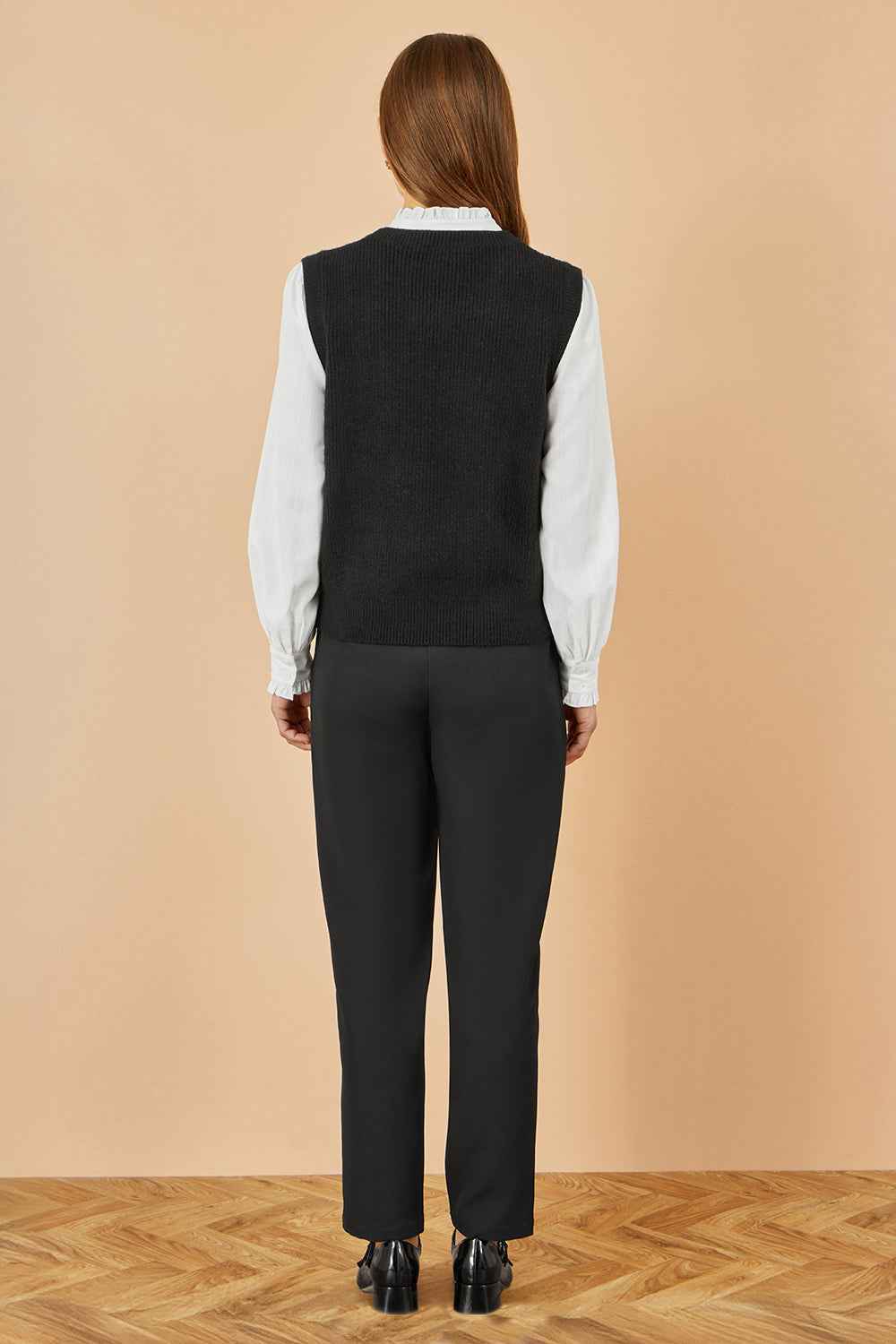 Yumi Black Flower Knitted Sleeveless Jumper Vest