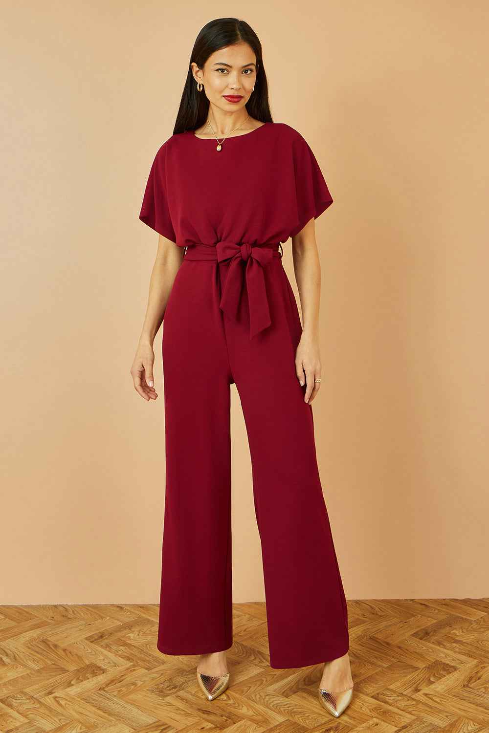 Yumi Burgundy Batwing Stretch Jumpsuit