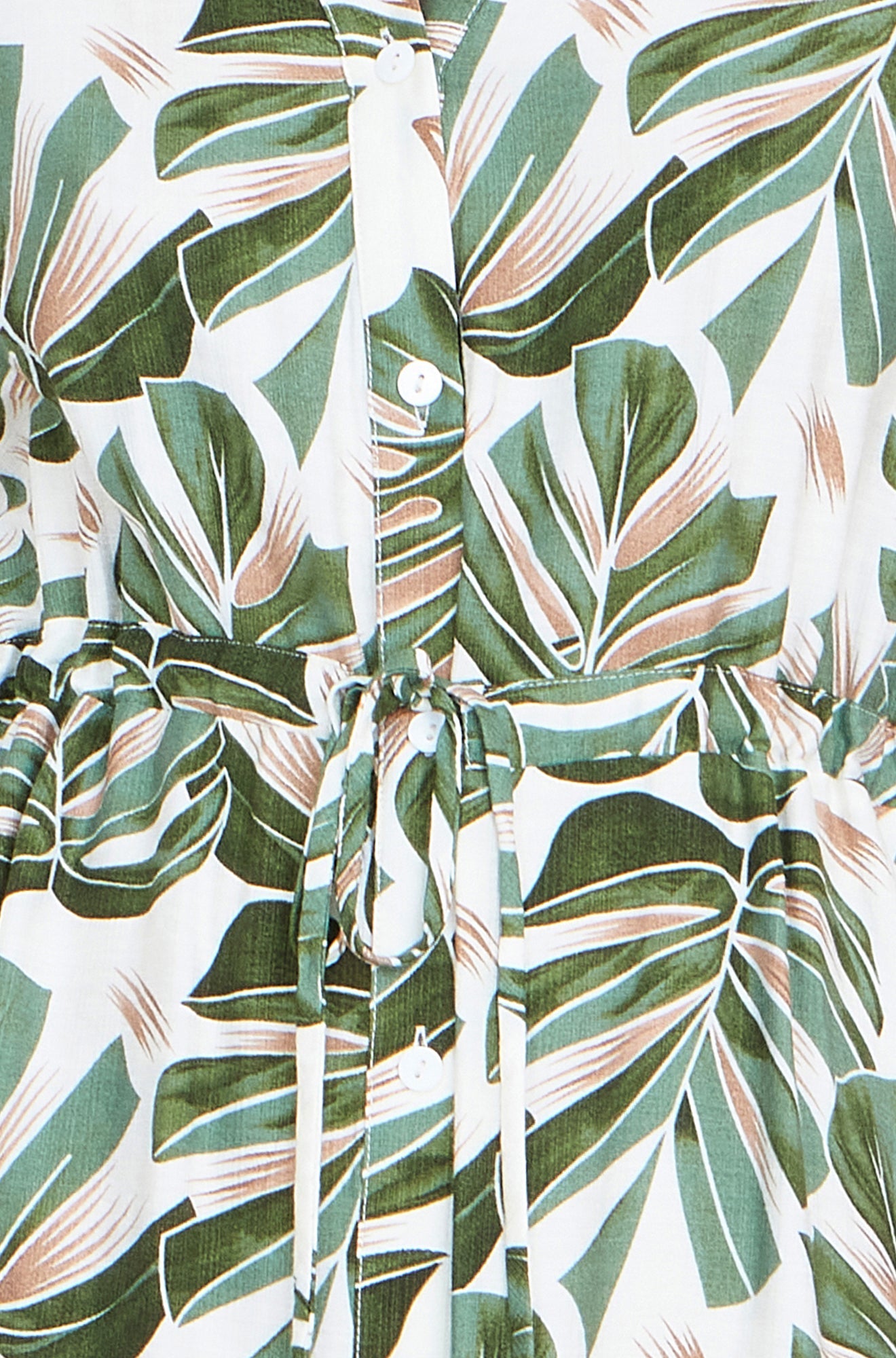 Yumi Green Viscose Leaf Print Relaxed Midi Dress