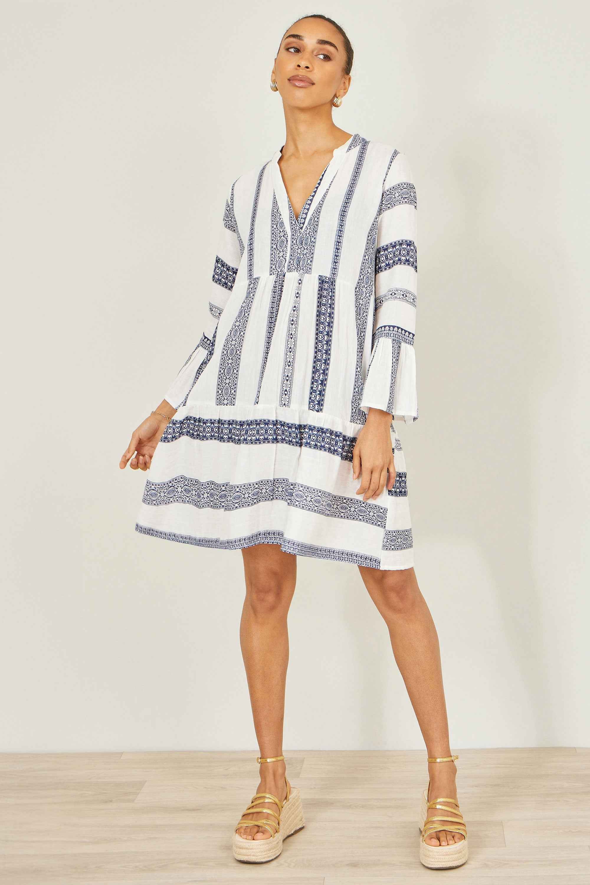 Yumi White Cotton Stripe Tunic