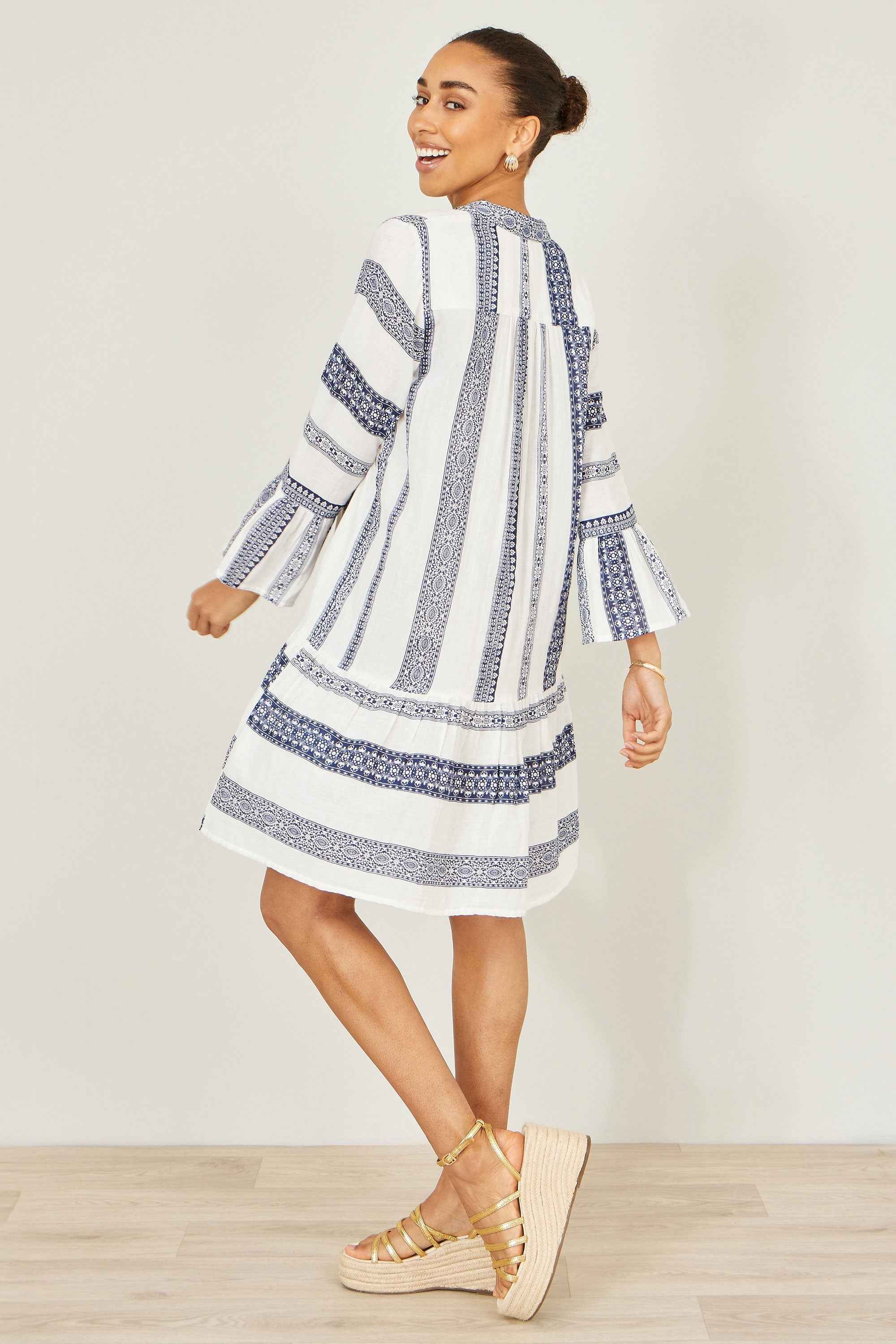 Yumi White Cotton Stripe Tunic