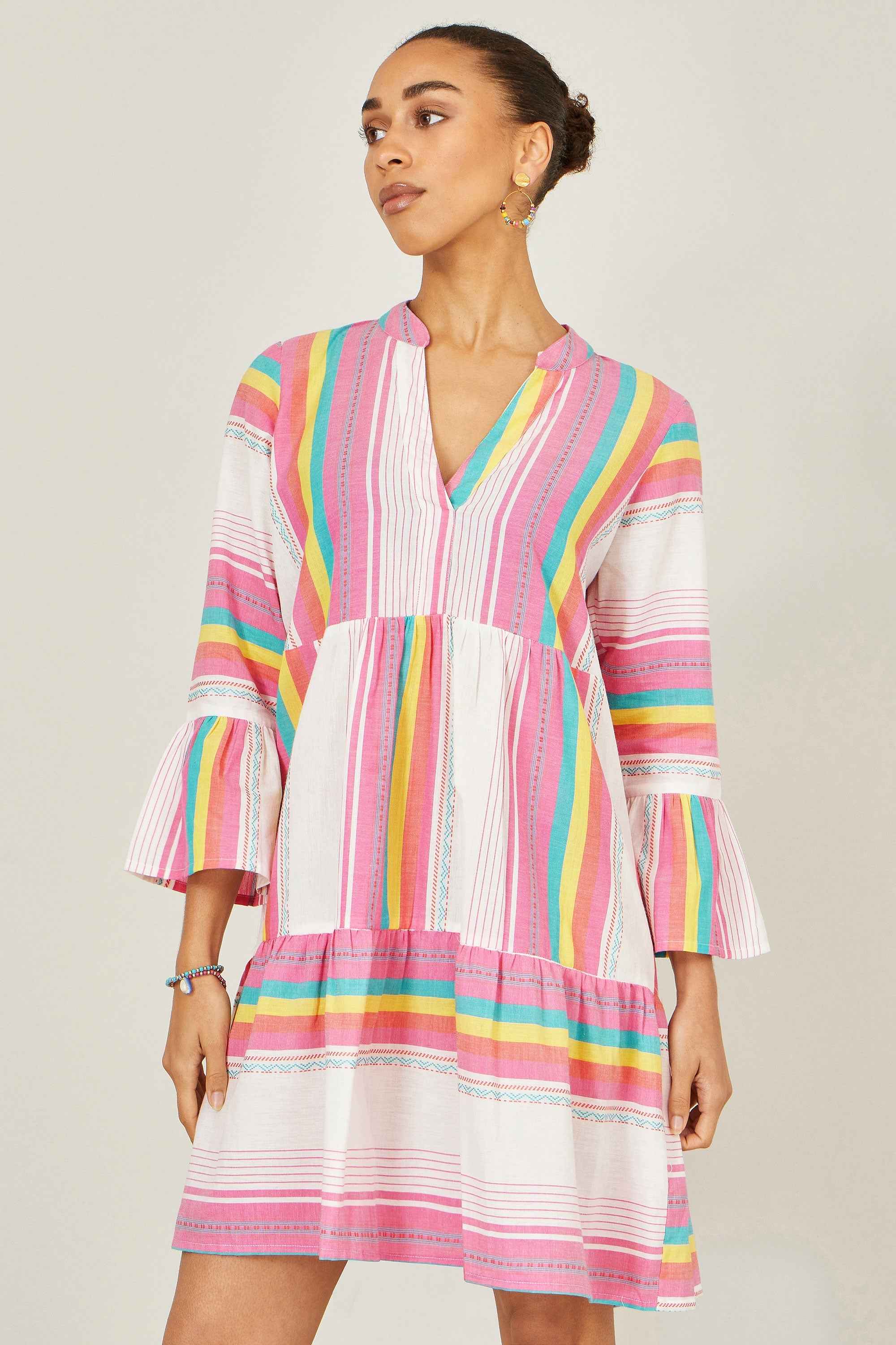 Yumi Multicolour Cotton Stripe Tunic