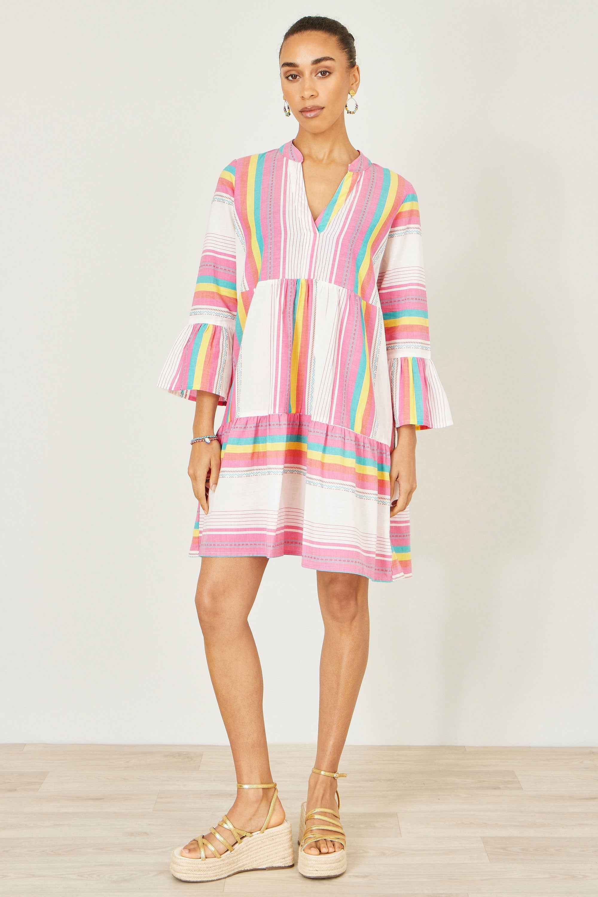 Yumi Multicolour Cotton Stripe Tunic