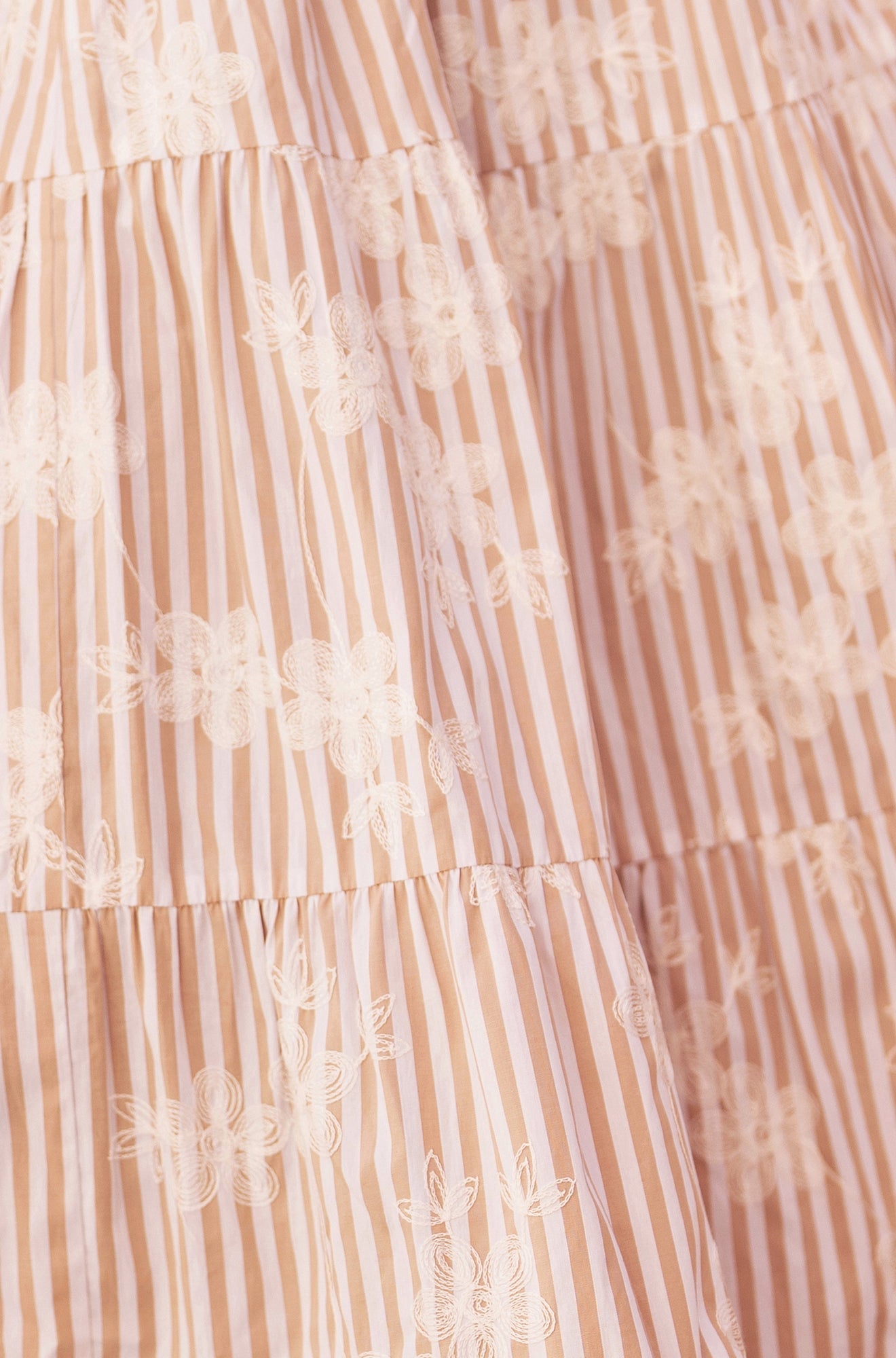 Yumi Brown Stripe With Embroidered Flower Cotton Dress
