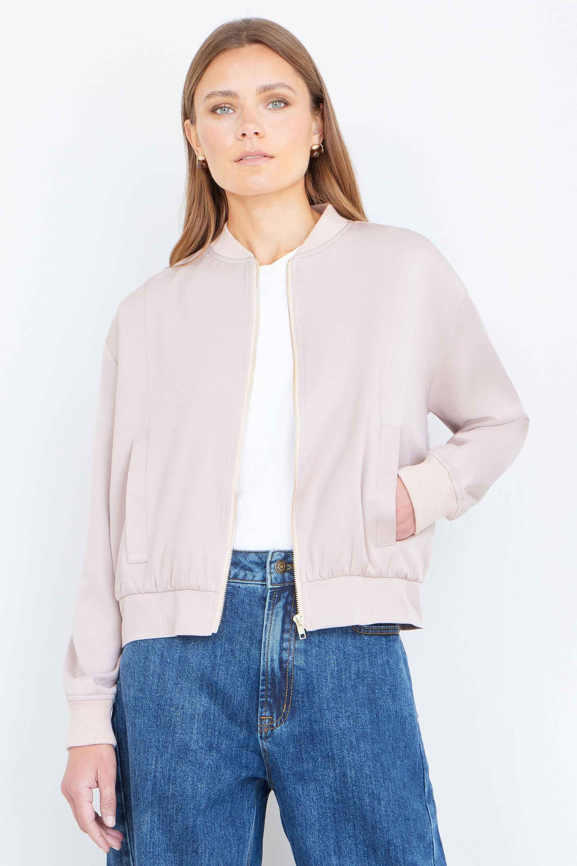 Yumi Stone Relaxed Lightweight Bomber Jacket