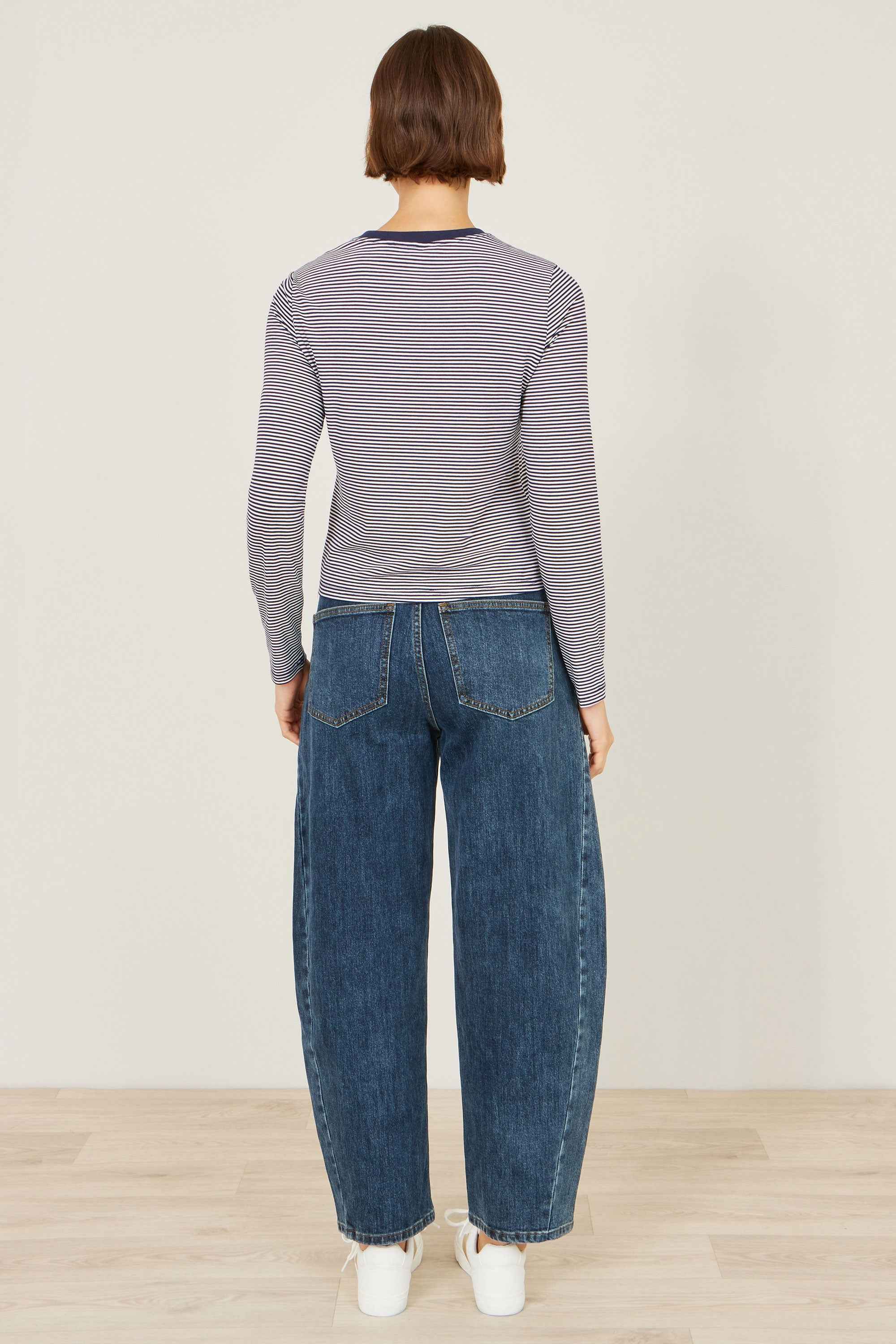 Yumi Navy Striped Jersey Long Sleeve T-Shirt