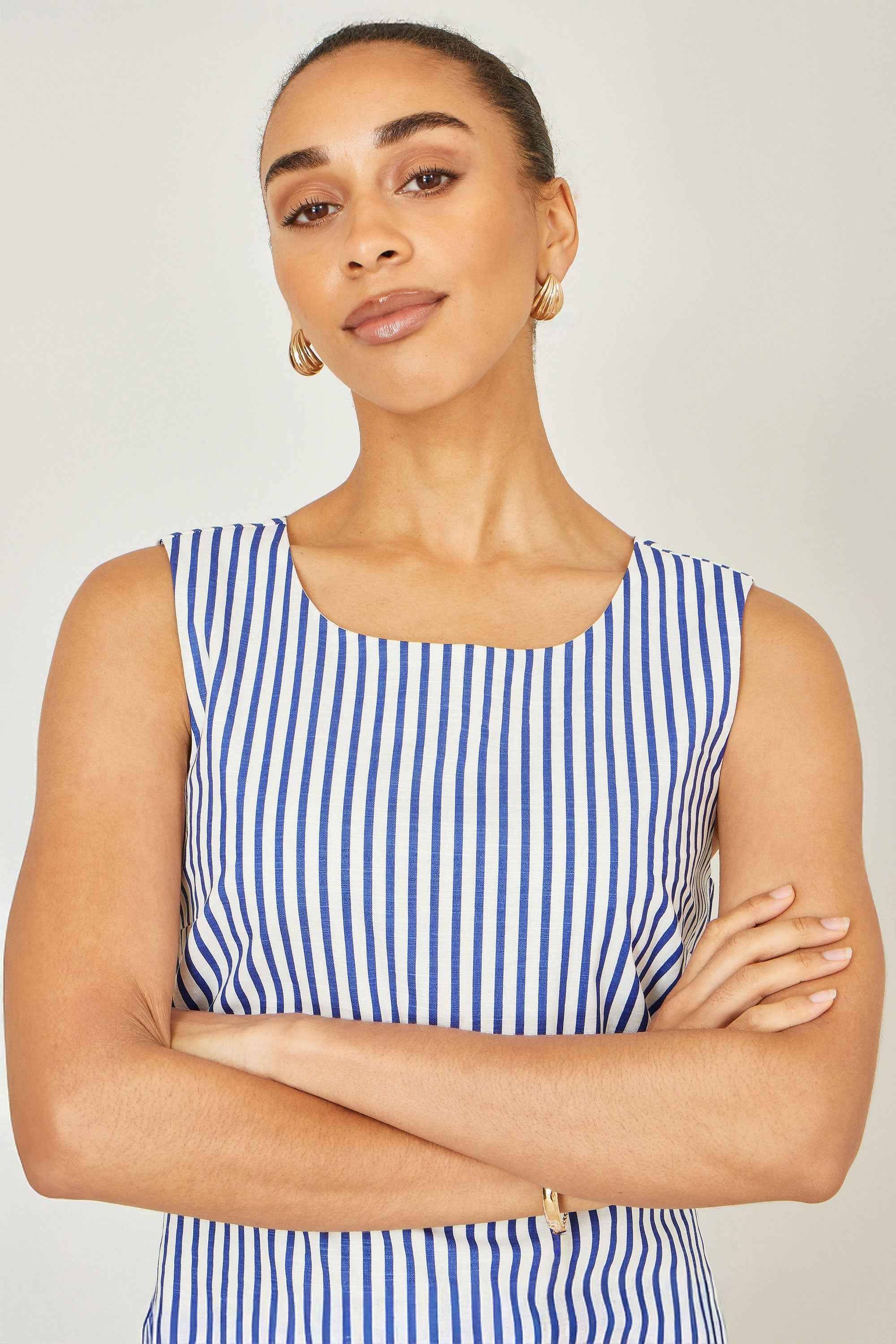 Yumi Navy Stripe Cotton Shift Dress