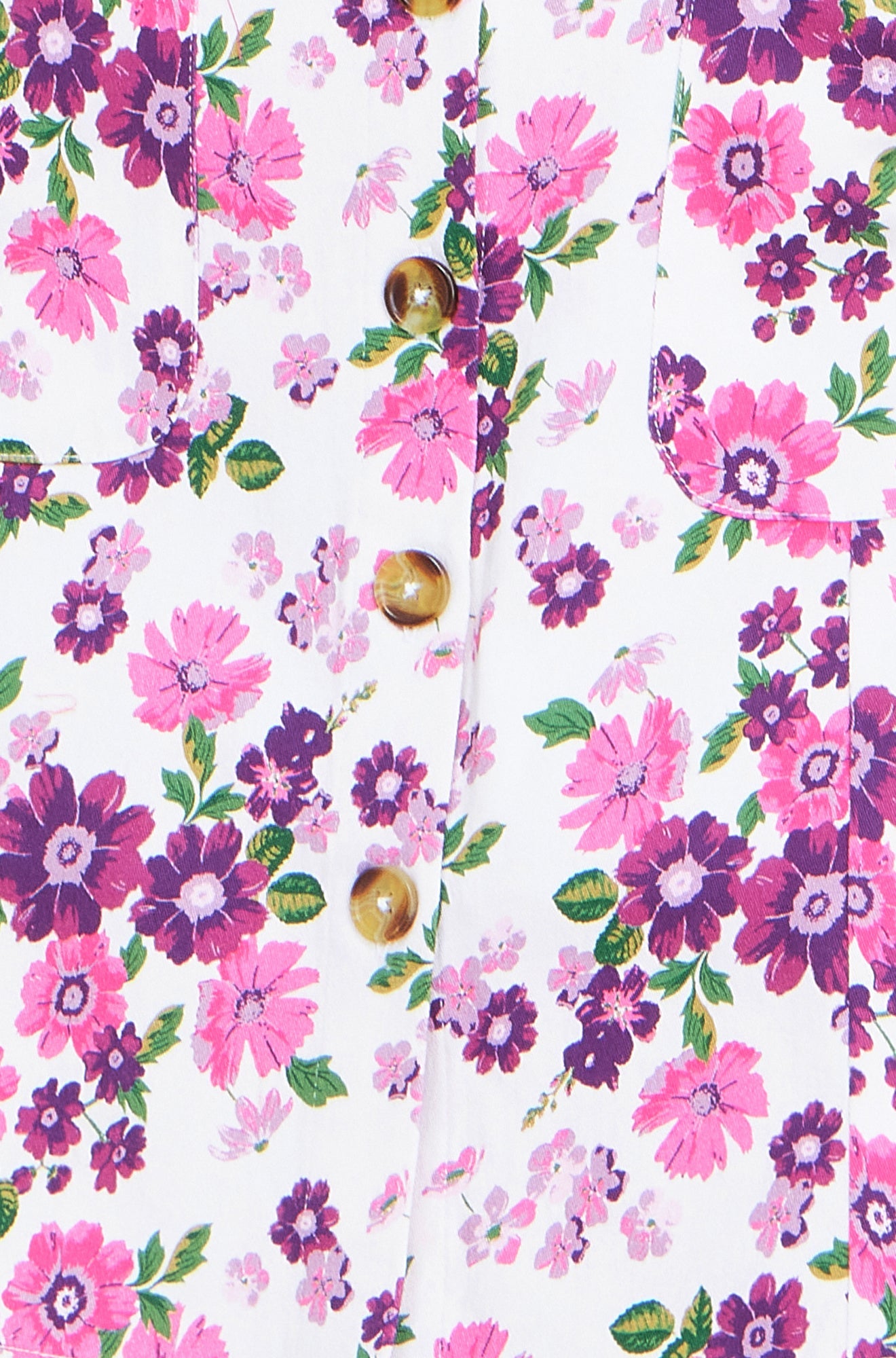 Yumi Pink Retro Floral Cotton Stretch Pinafore Dress