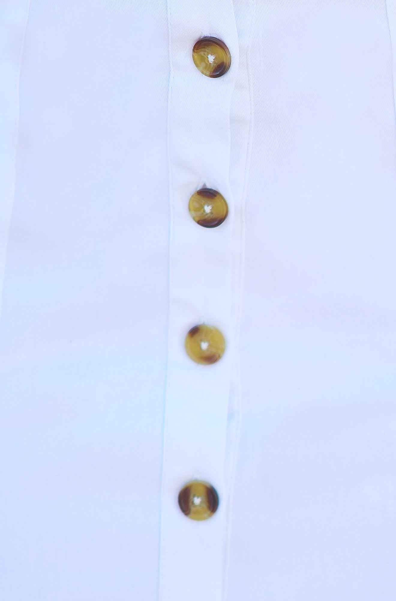 Yumi White Cotton Stretch Mini Skirt With Button Details