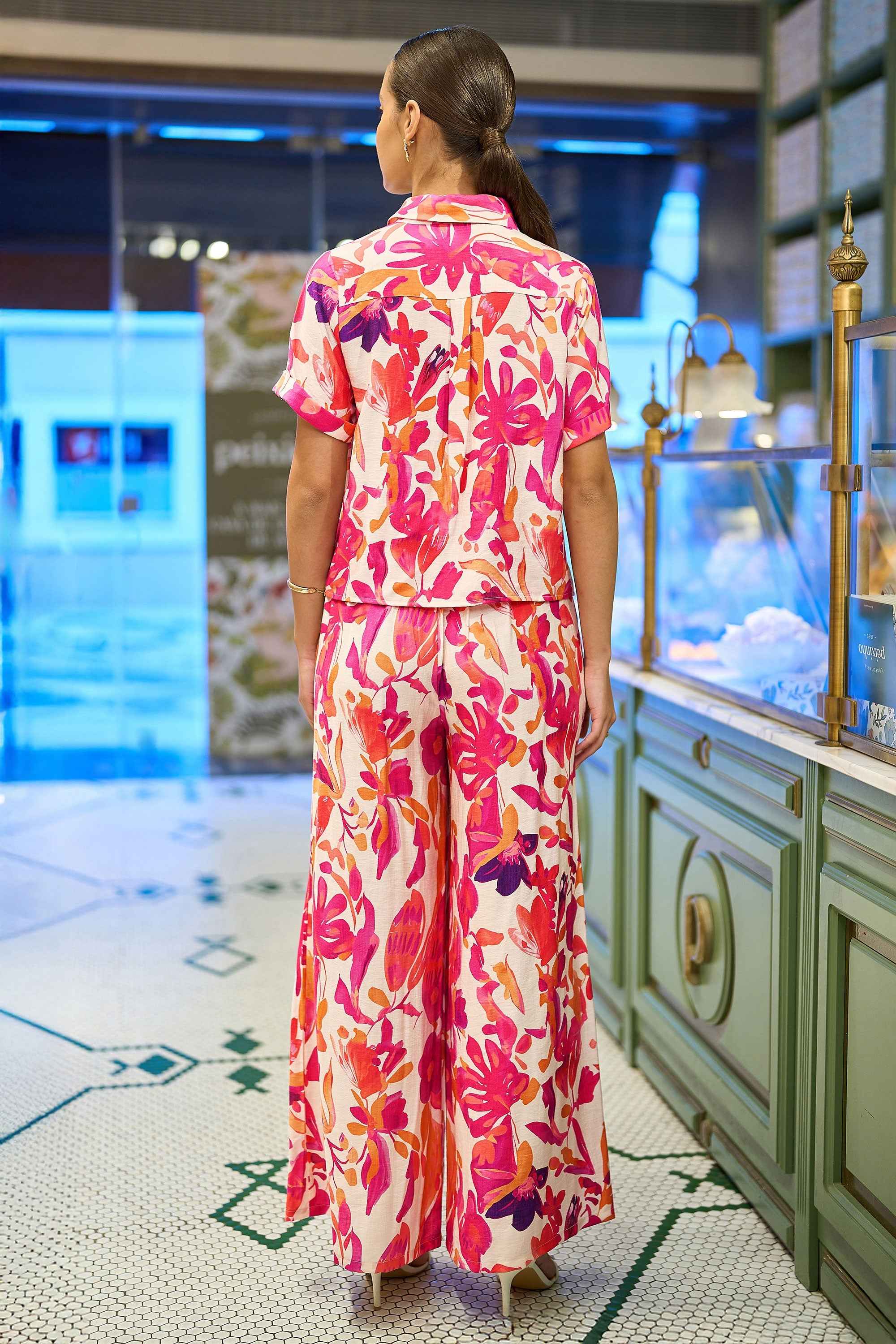 Yumi Pink Abstract Floral Shirt