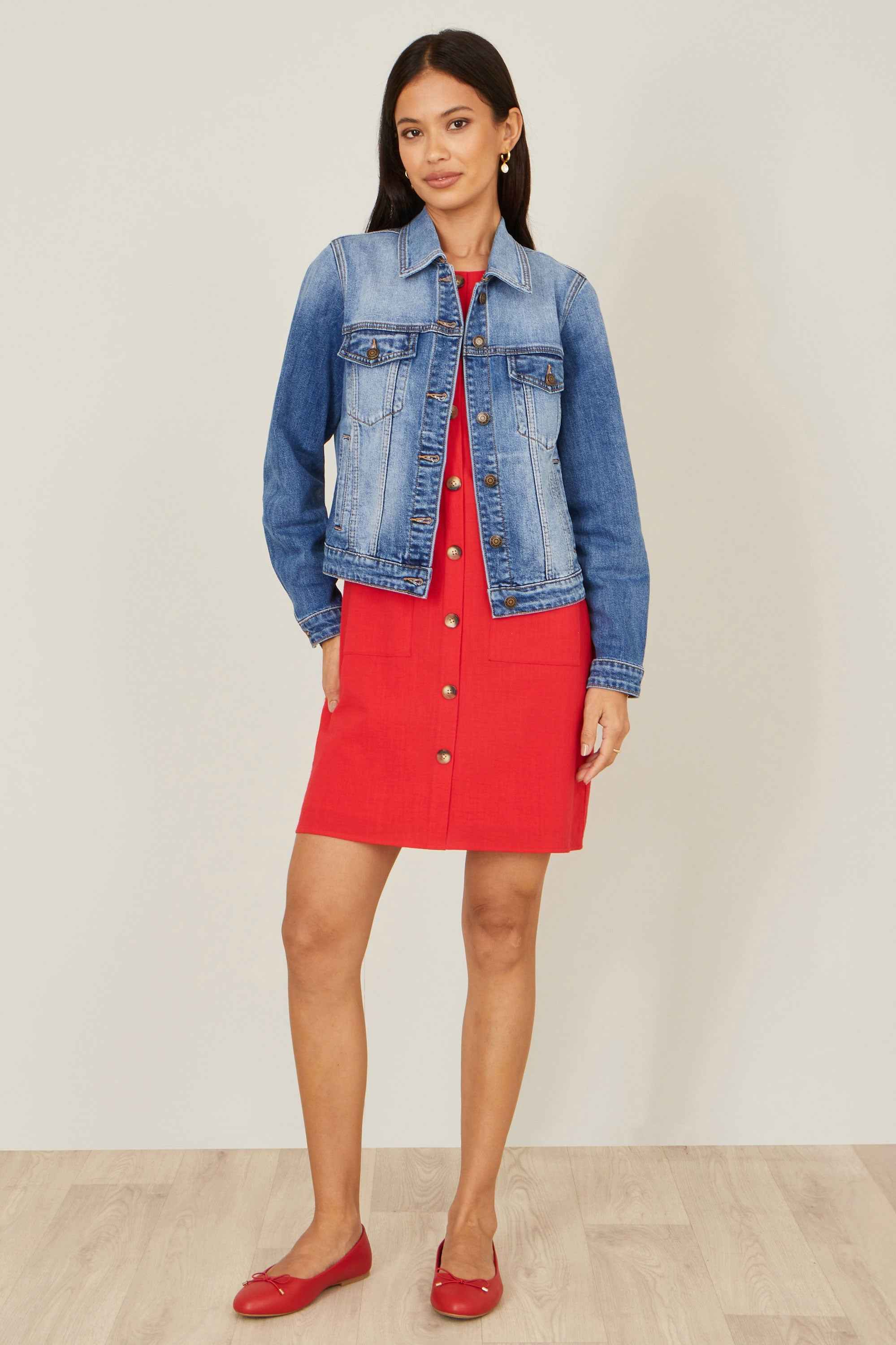 Yumi Blue Stretch Washed Denim Jacket