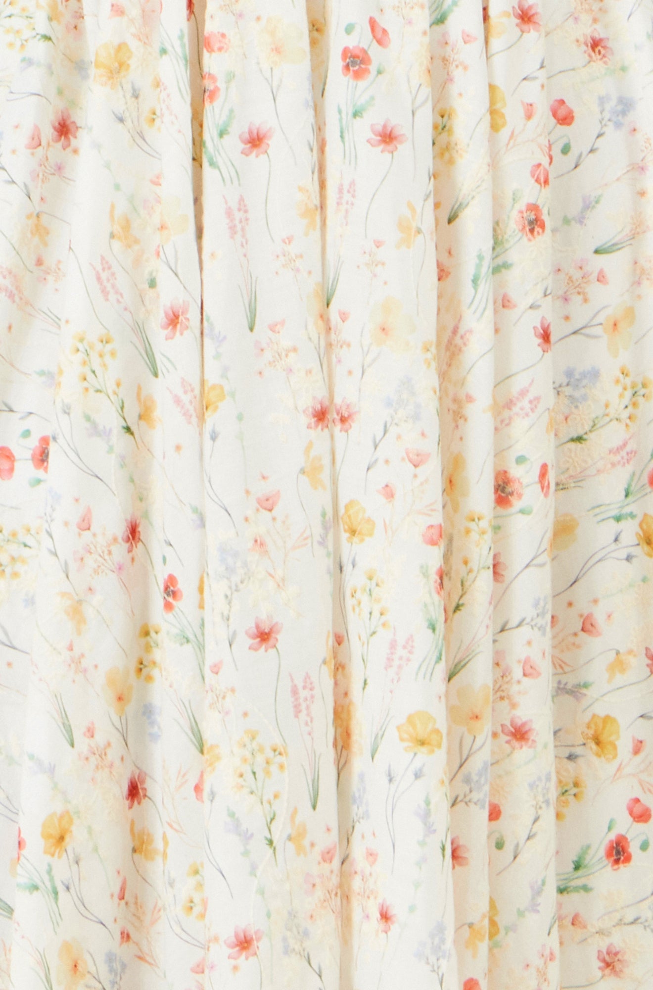 Yumi White Botanical Embroidery Fabric Handkerchief Hem Dress