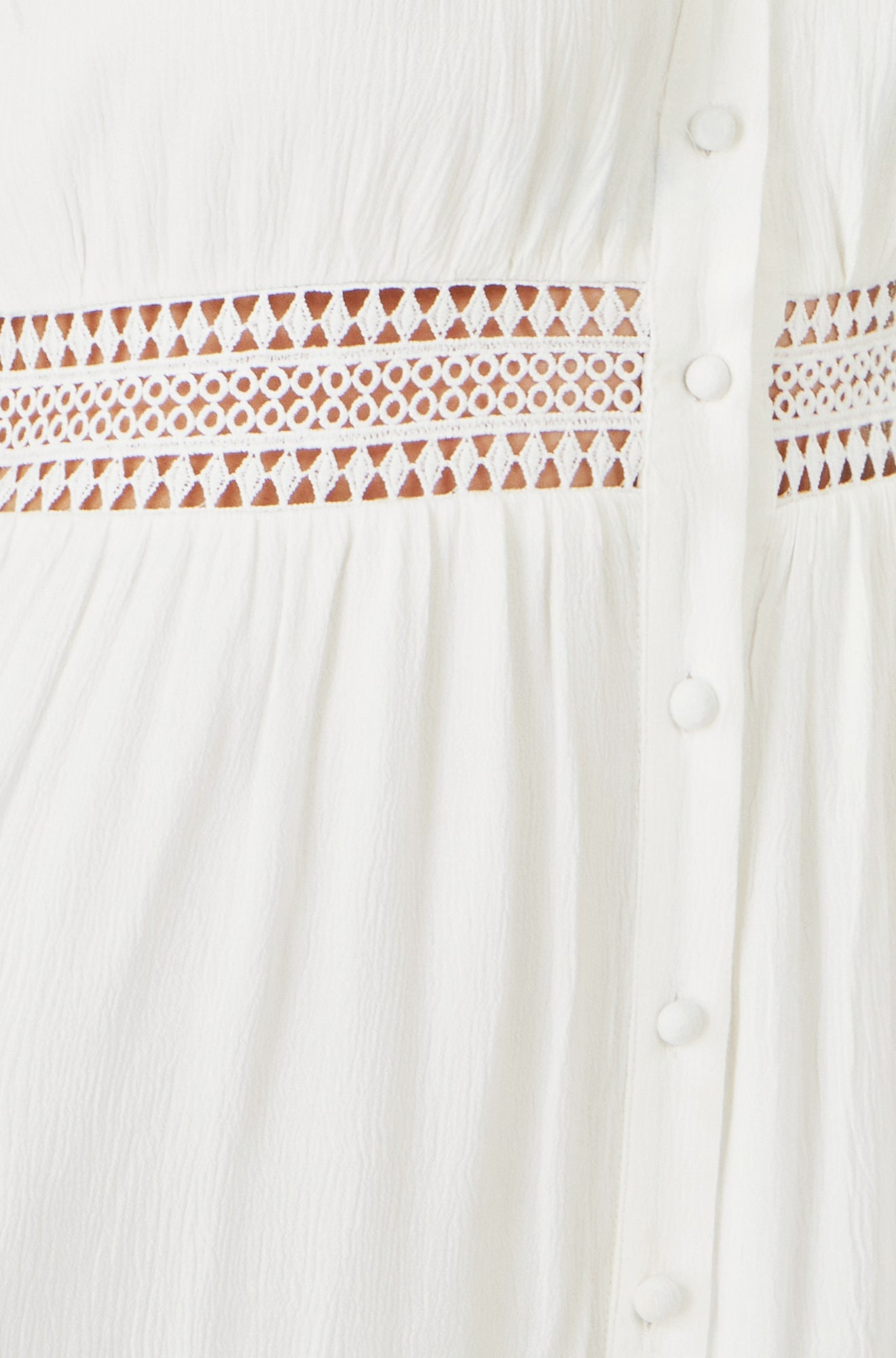 Yumi White Cotton Square Neckline Lace Midi Dress