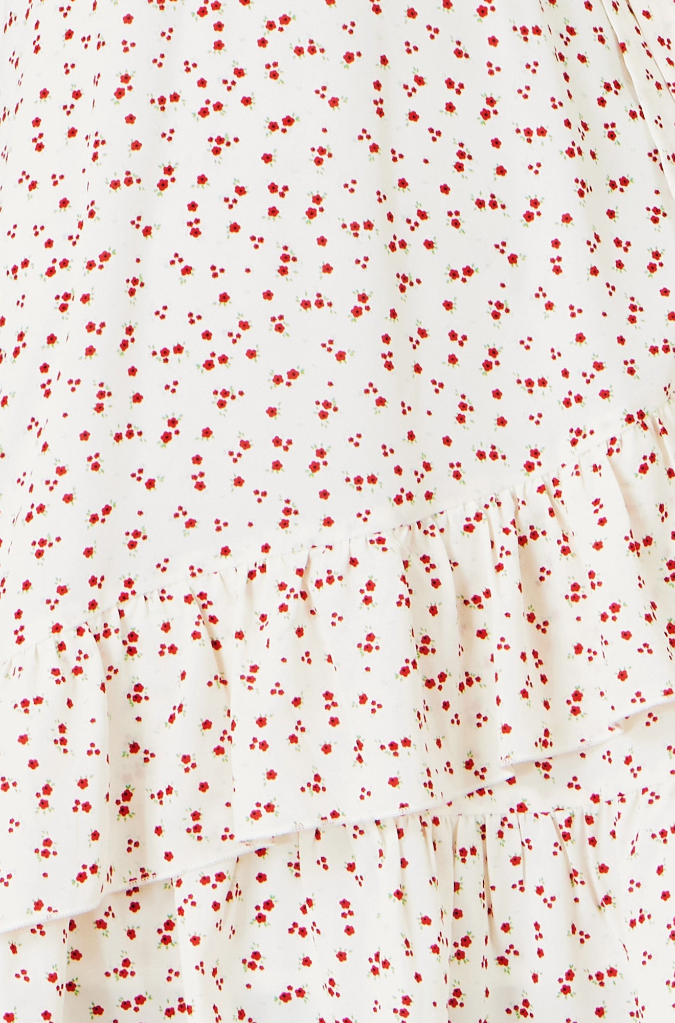 Yumi White Ditsy Print Frill Wrap Dress
