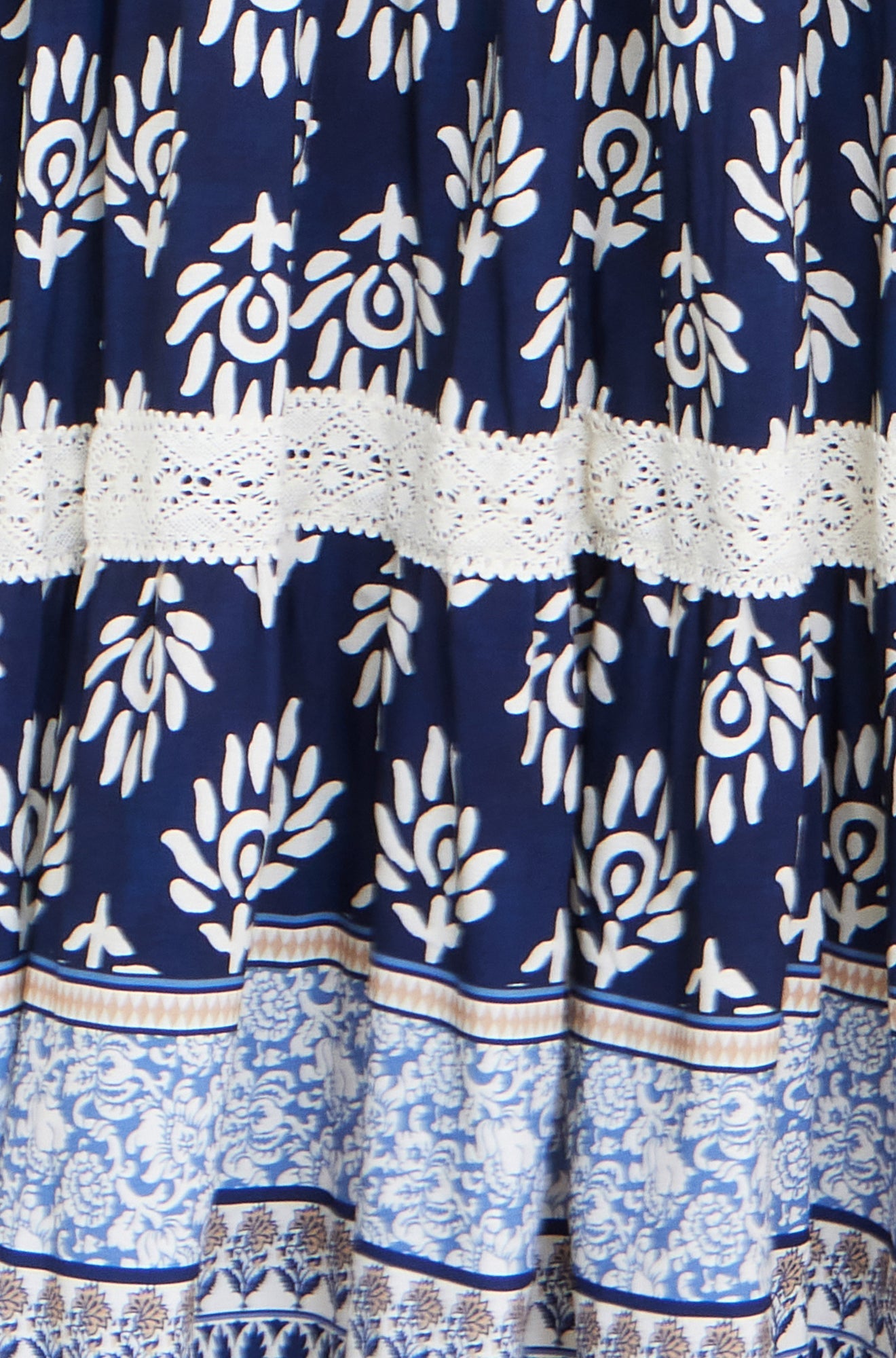 Yumi Navy Viscose Paisley Print Midi Sun Dress
