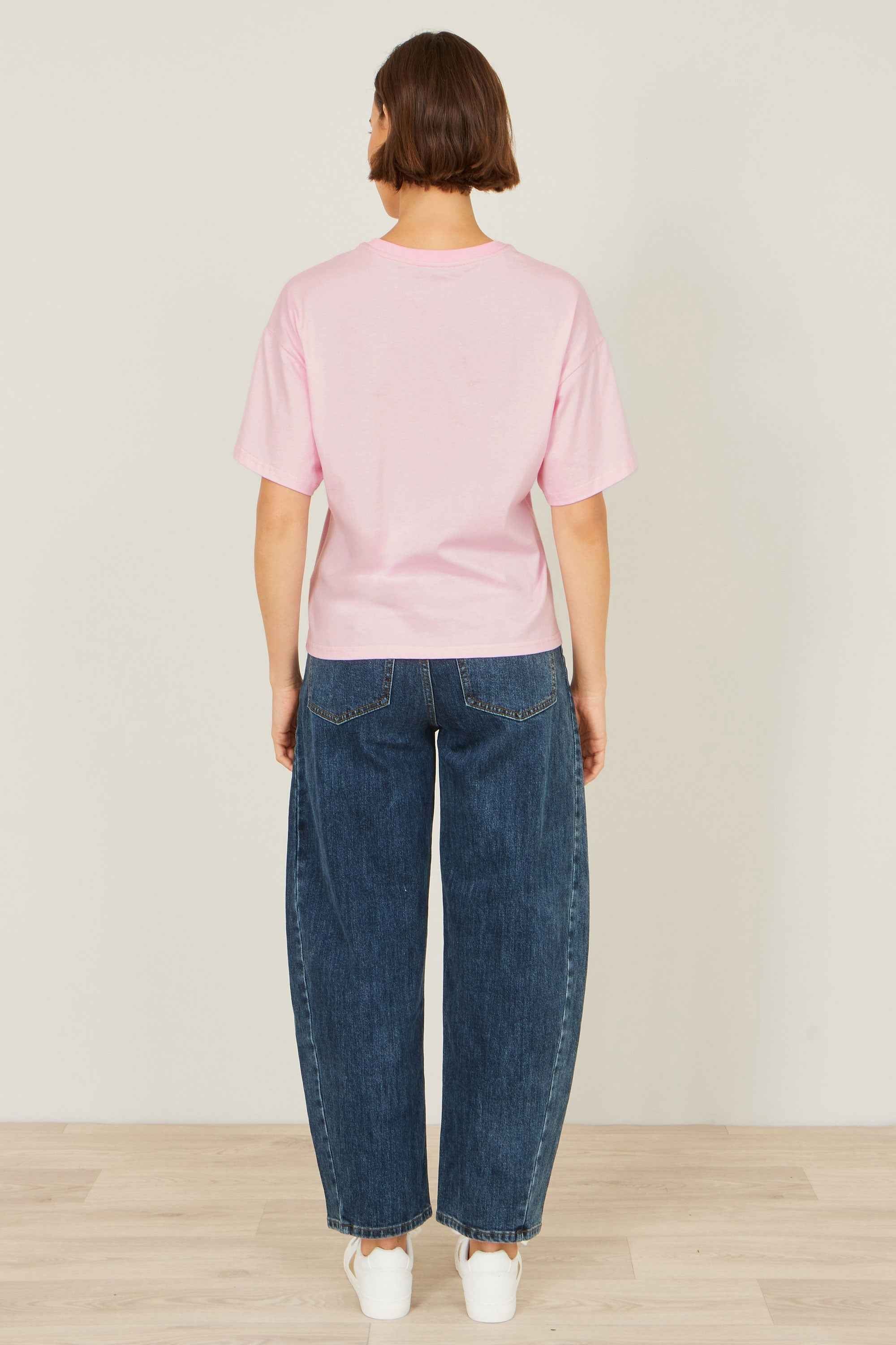 Yumi Pink Crab Vacation Print T Shirt