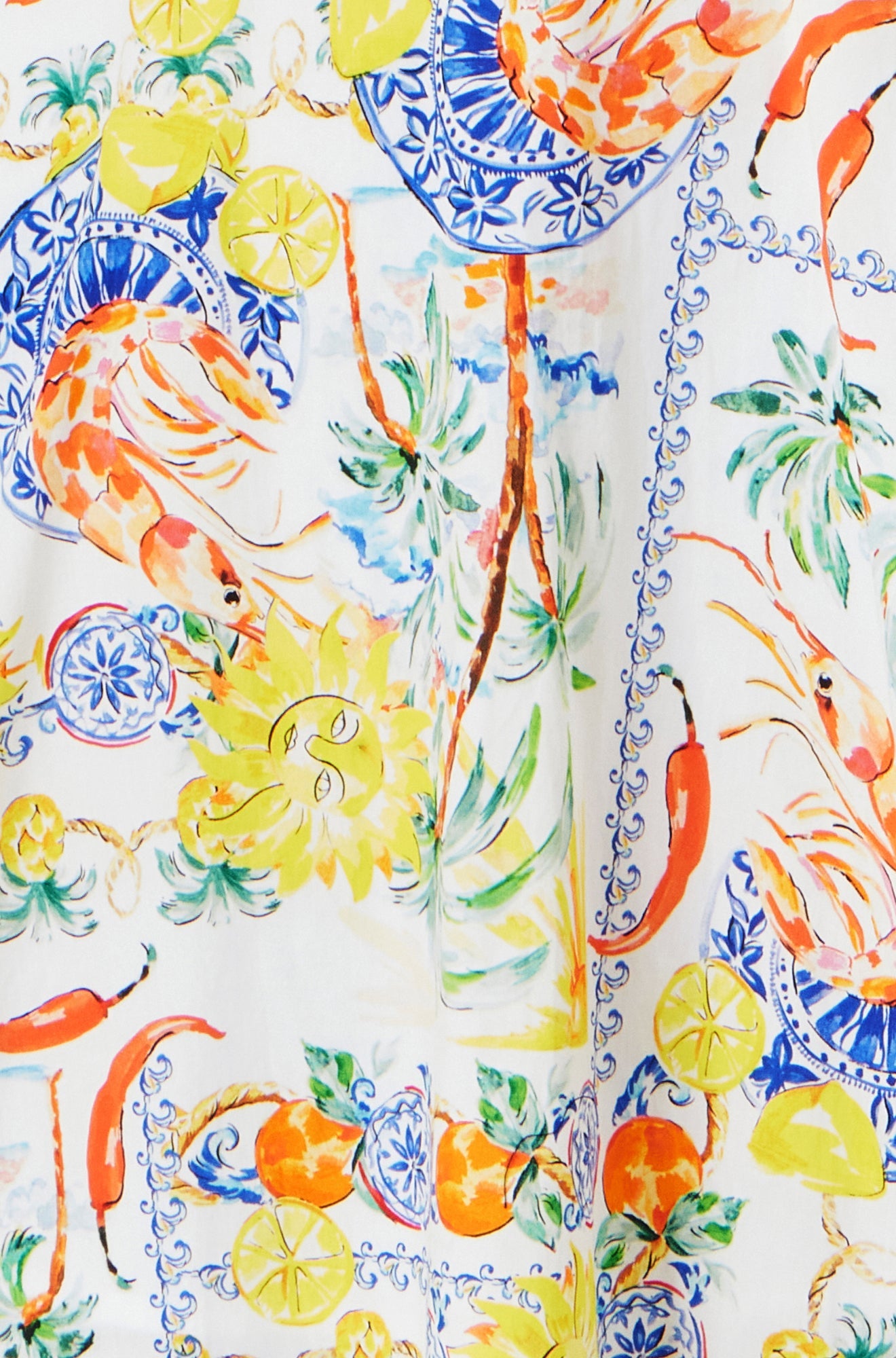 Yumi White Mediterranean Print Cotton Mini Sun Dress