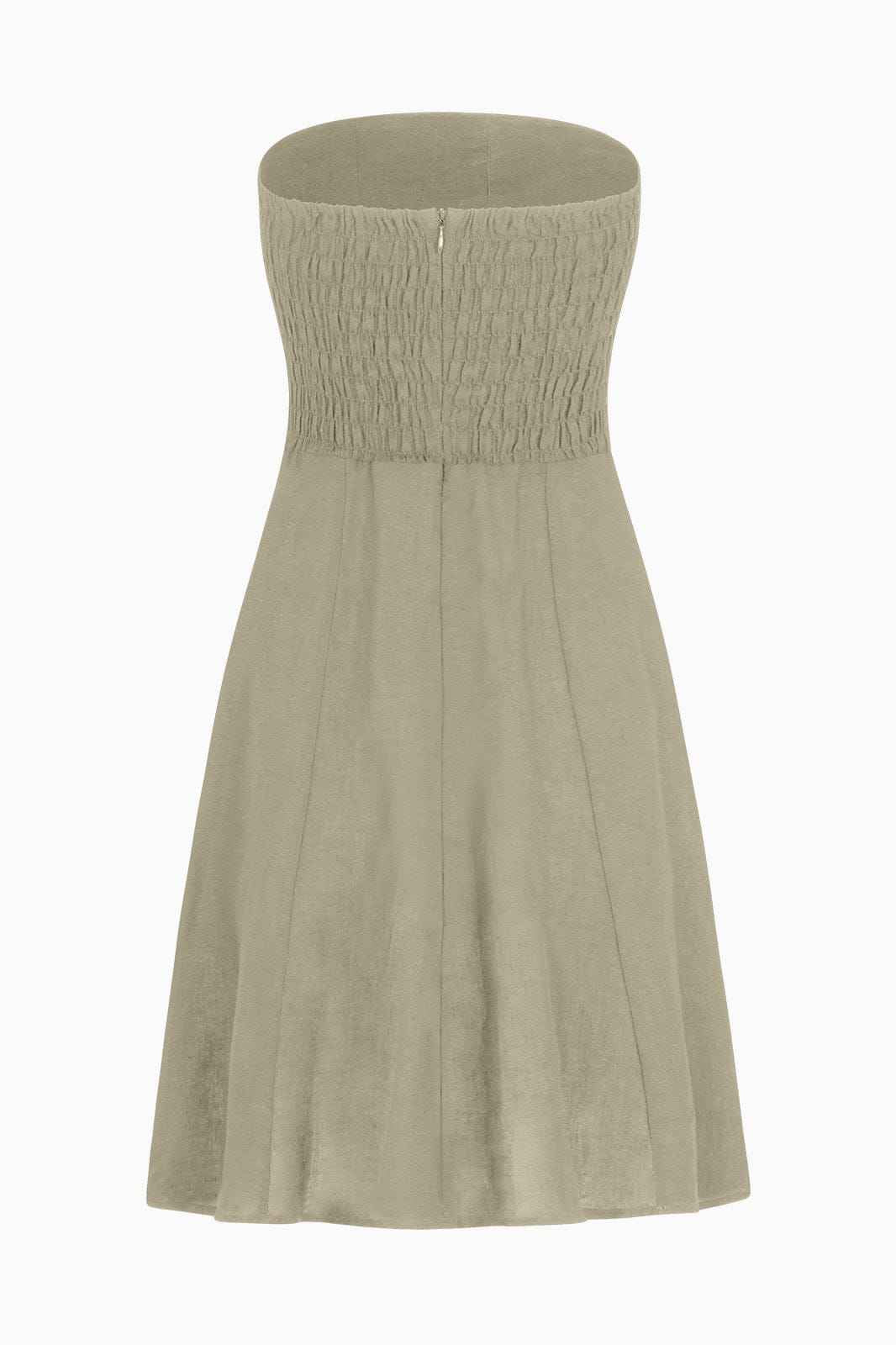 The Chiara Mini Bandeau Dress in oatmeal
