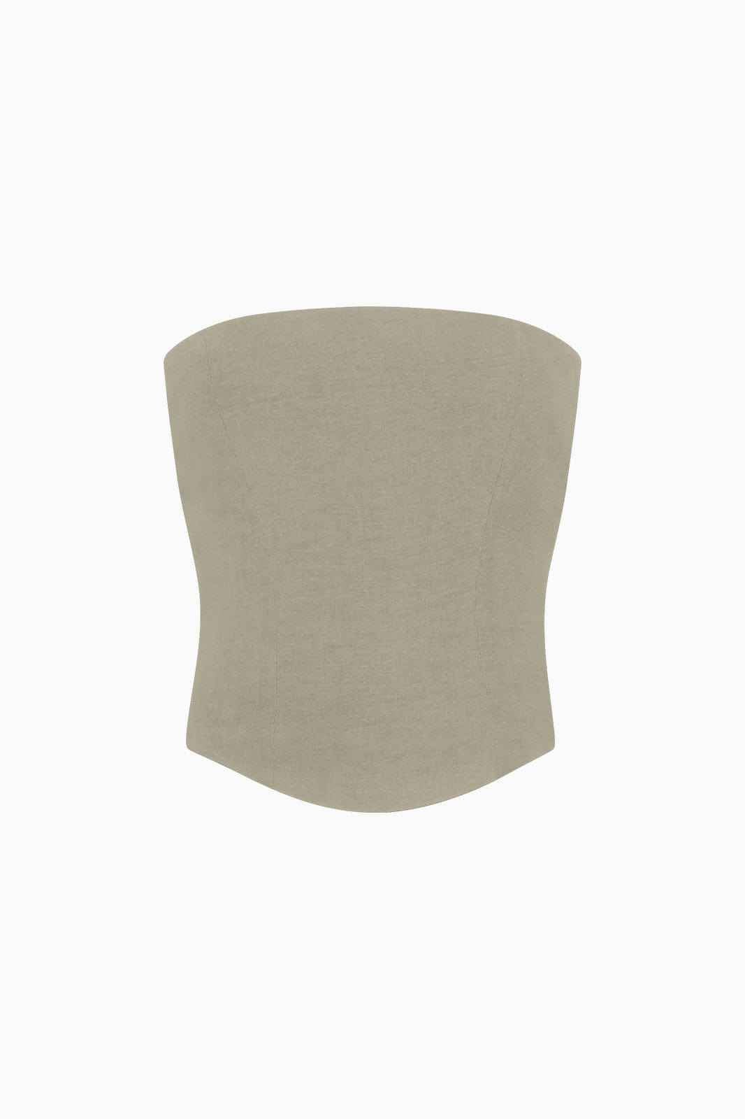 The Pippa Cropped Bandeau Bustier Top in oatmeal