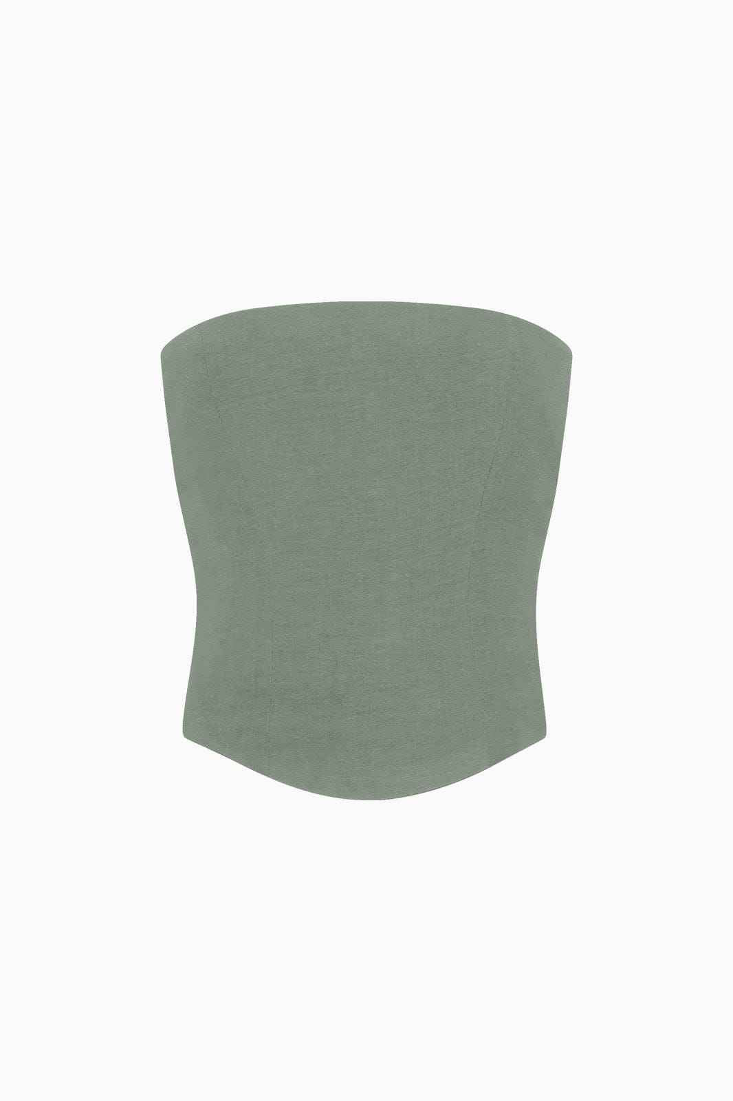 The Pippa Cropped Bandeau Bustier Top in olive green