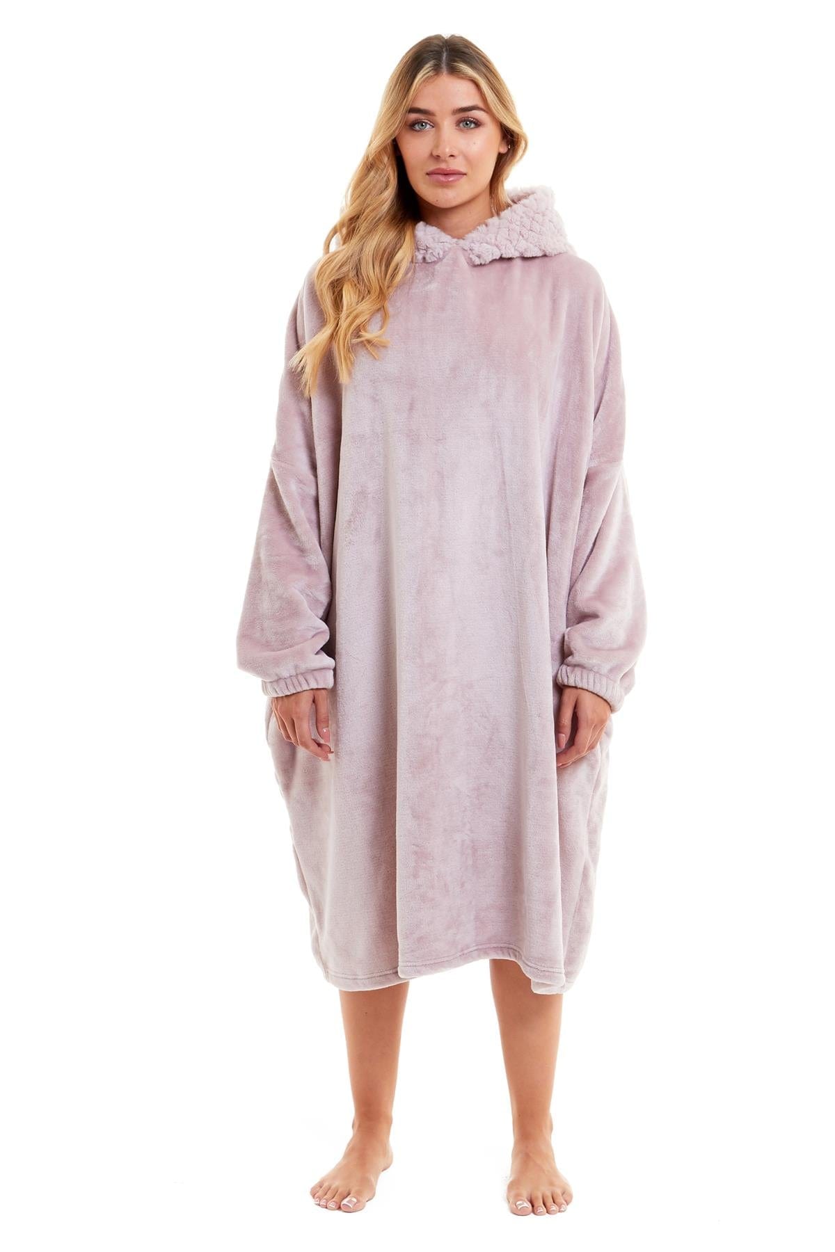 OLIVIA ROCCO Oversized Plush Hooded Poncho Blanket With Ultra-Soft Fur Hood Super Soft Sofa and Bed Use