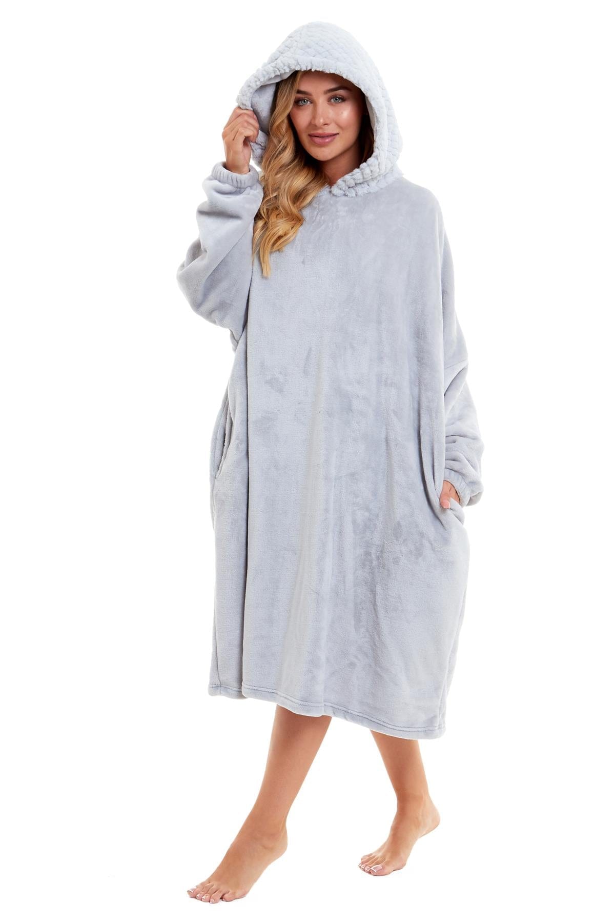 OLIVIA ROCCO Oversized Plush Hooded Poncho Blanket With Ultra-Soft Fur Hood Super Soft Sofa and Bed Use