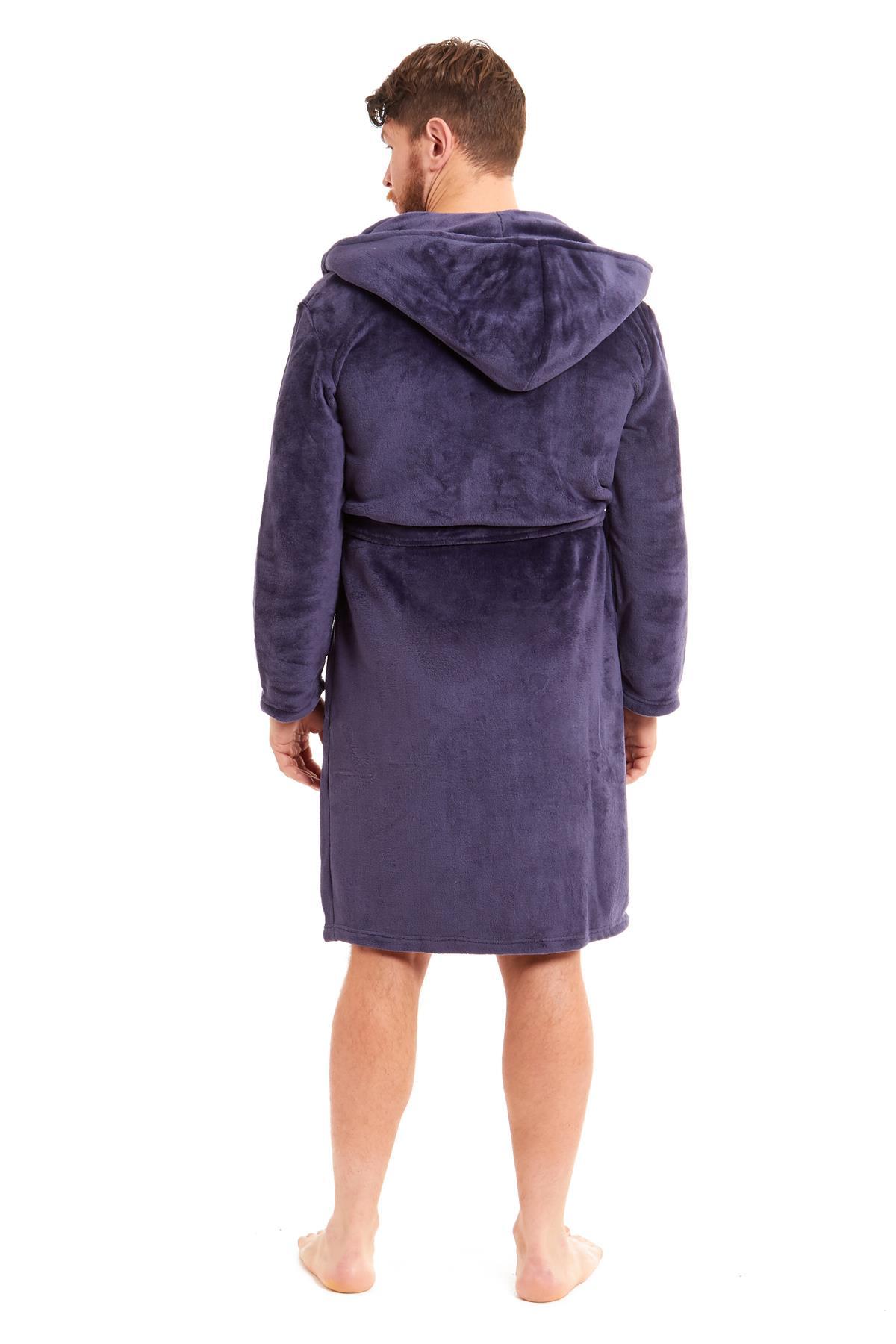 OLIVIA ROCCO Hooded Plush Flannel Bathrobe for Men Ultra-Absorbing Soft Fleece Dressing