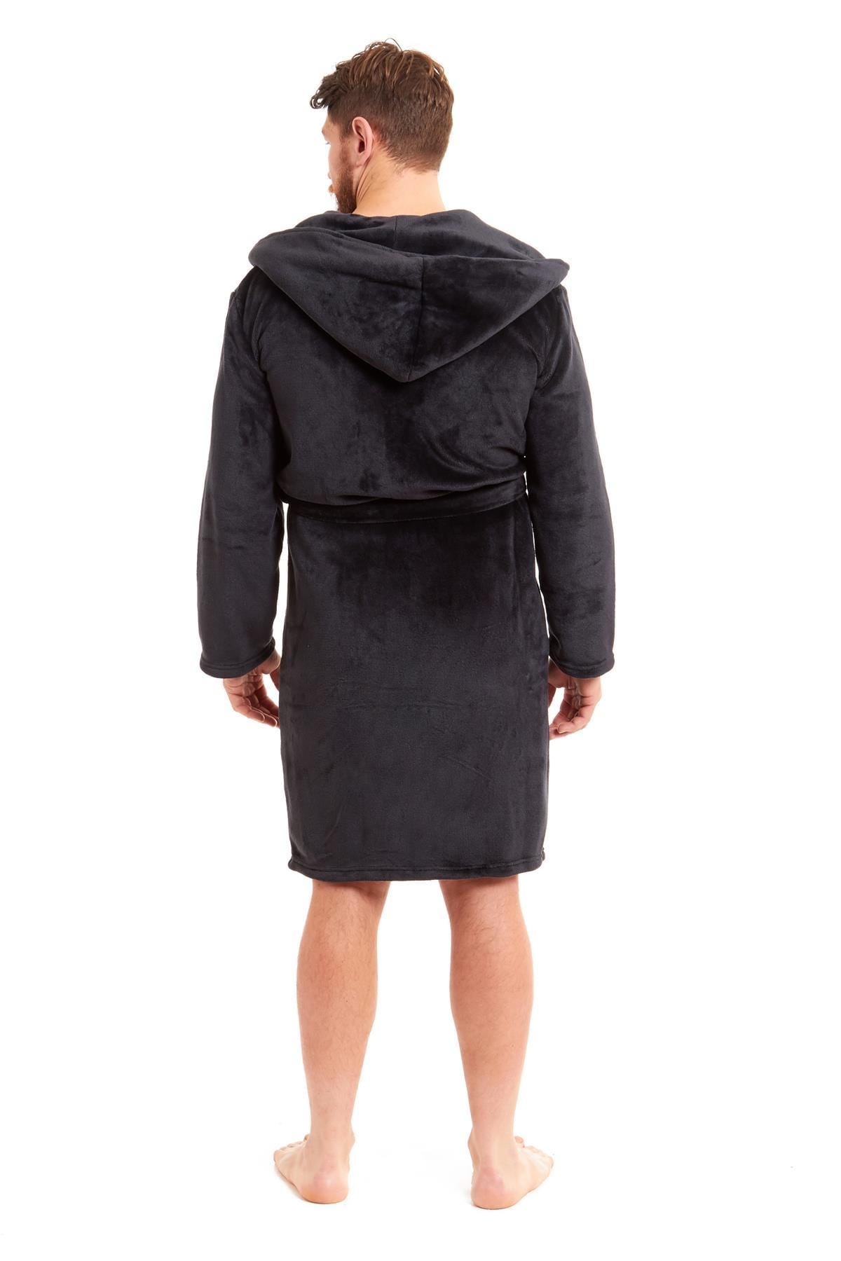 OLIVIA ROCCO Hooded Plush Flannel Bathrobe for Men Ultra-Absorbing Soft Fleece Dressing